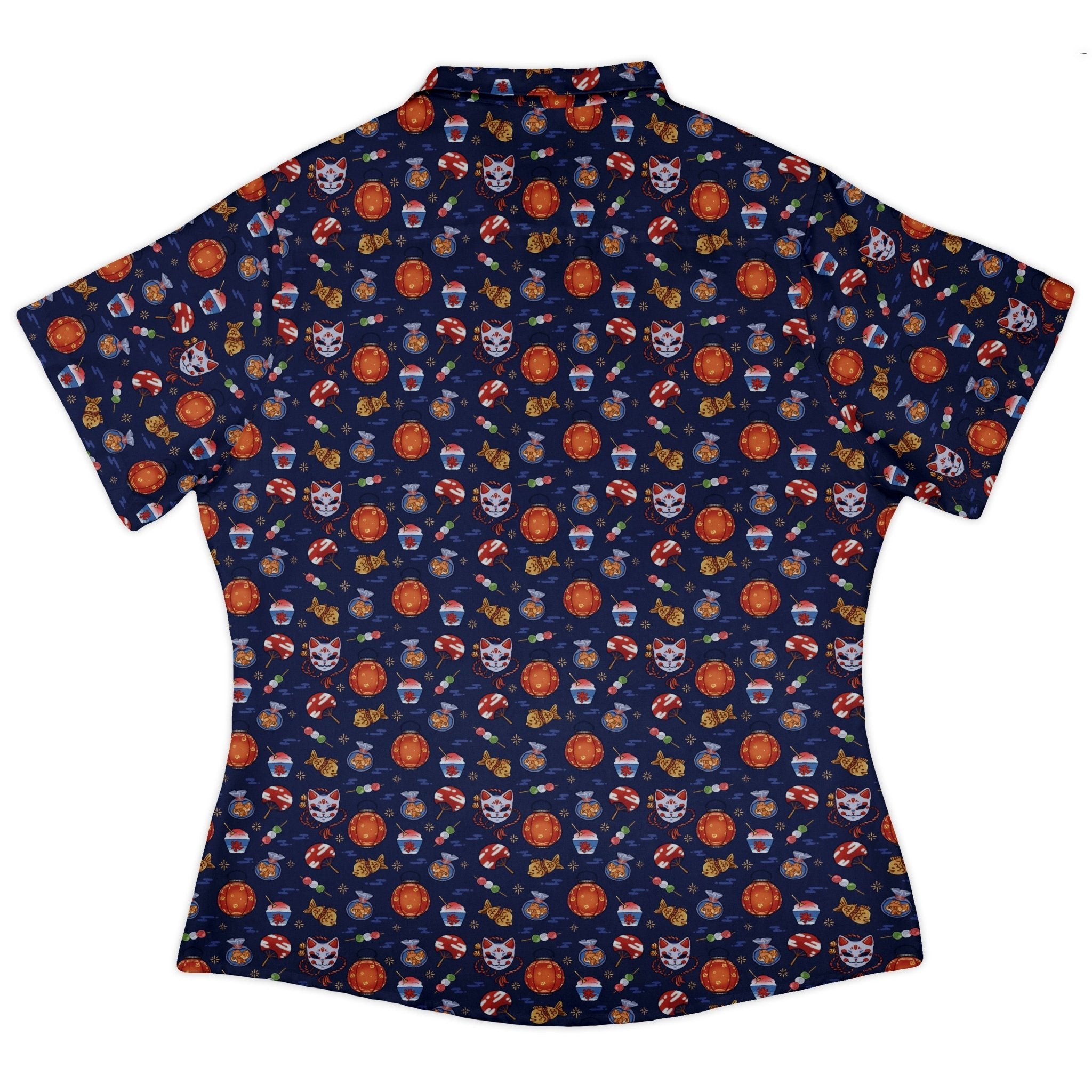 Japanese Festival Curvy Button Up Shirt Geek Nerd anime Design by Ardi Tong q225