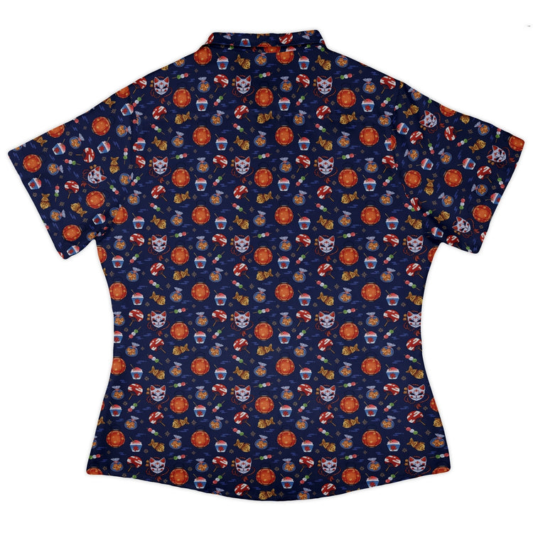 Japanese Festival Curvy Button Up Shirt Geek Nerd anime Design by Ardi Tong q225