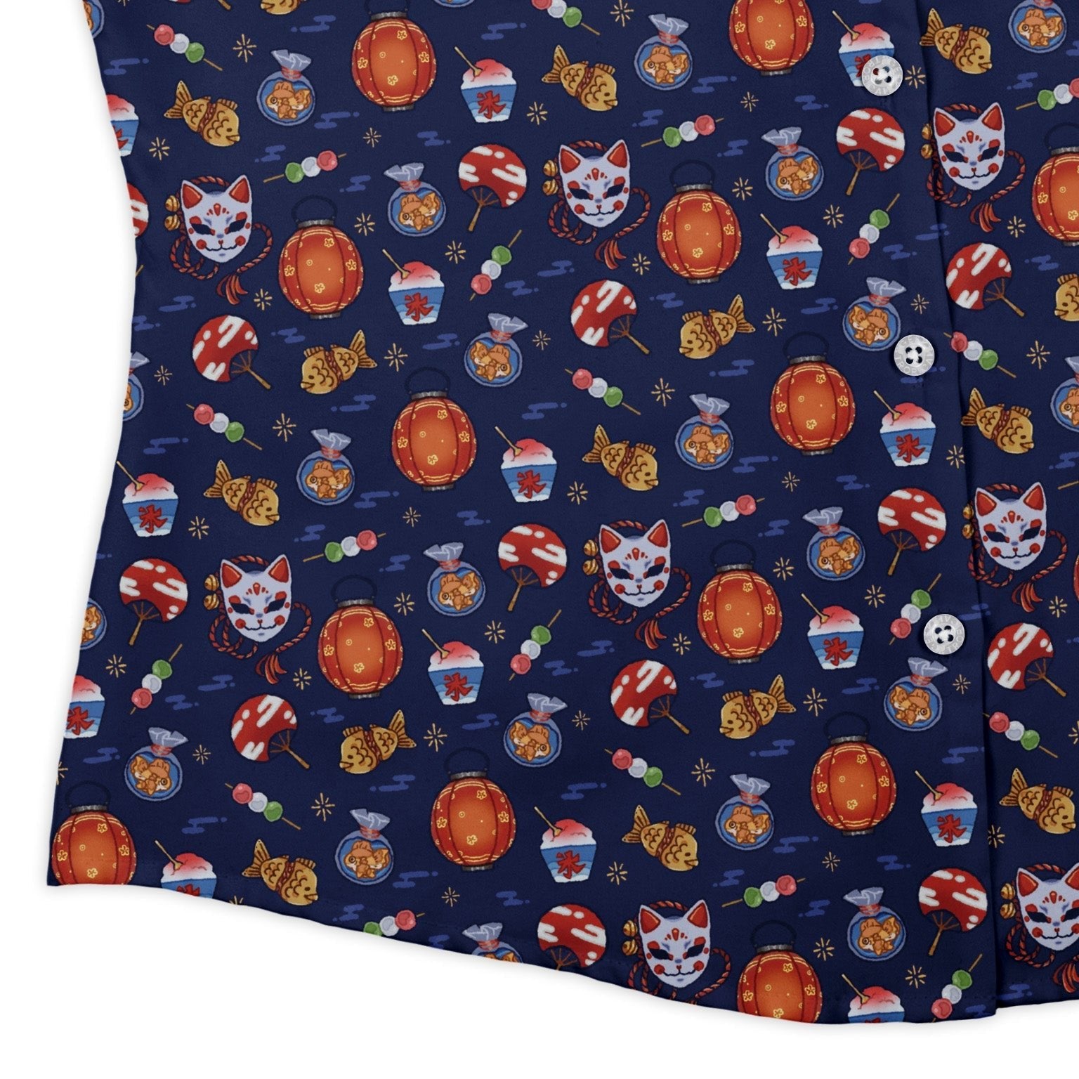 Japanese Festival Curvy Button Up Shirt Geek Nerd anime Design by Ardi Tong q225