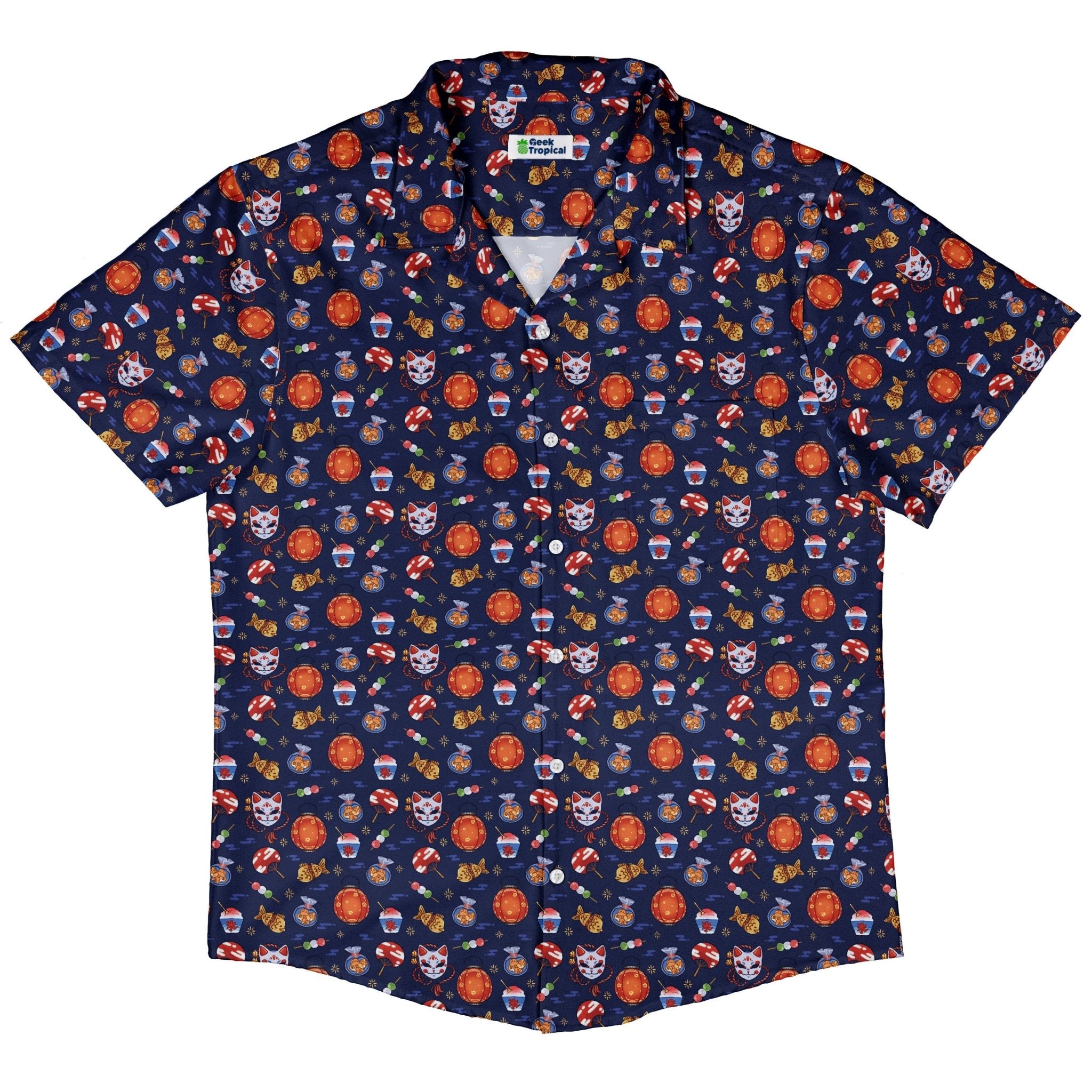 Japanese Festival Button Up Shirt Geek Nerd adult sizing anime Design by Ardi Tong