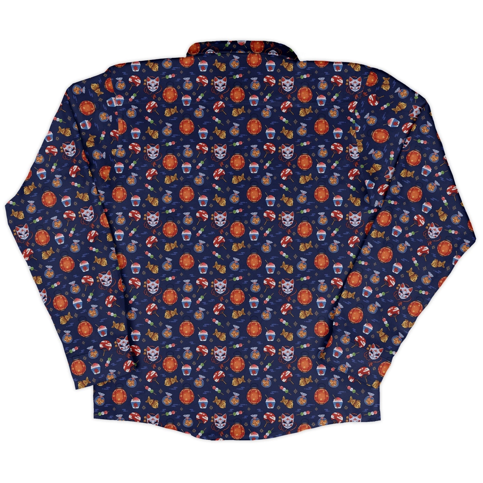Japanese Festival Long Sleeve Button Up Shirt Geek Nerd adult sizing anime Design by Ardi Tong
