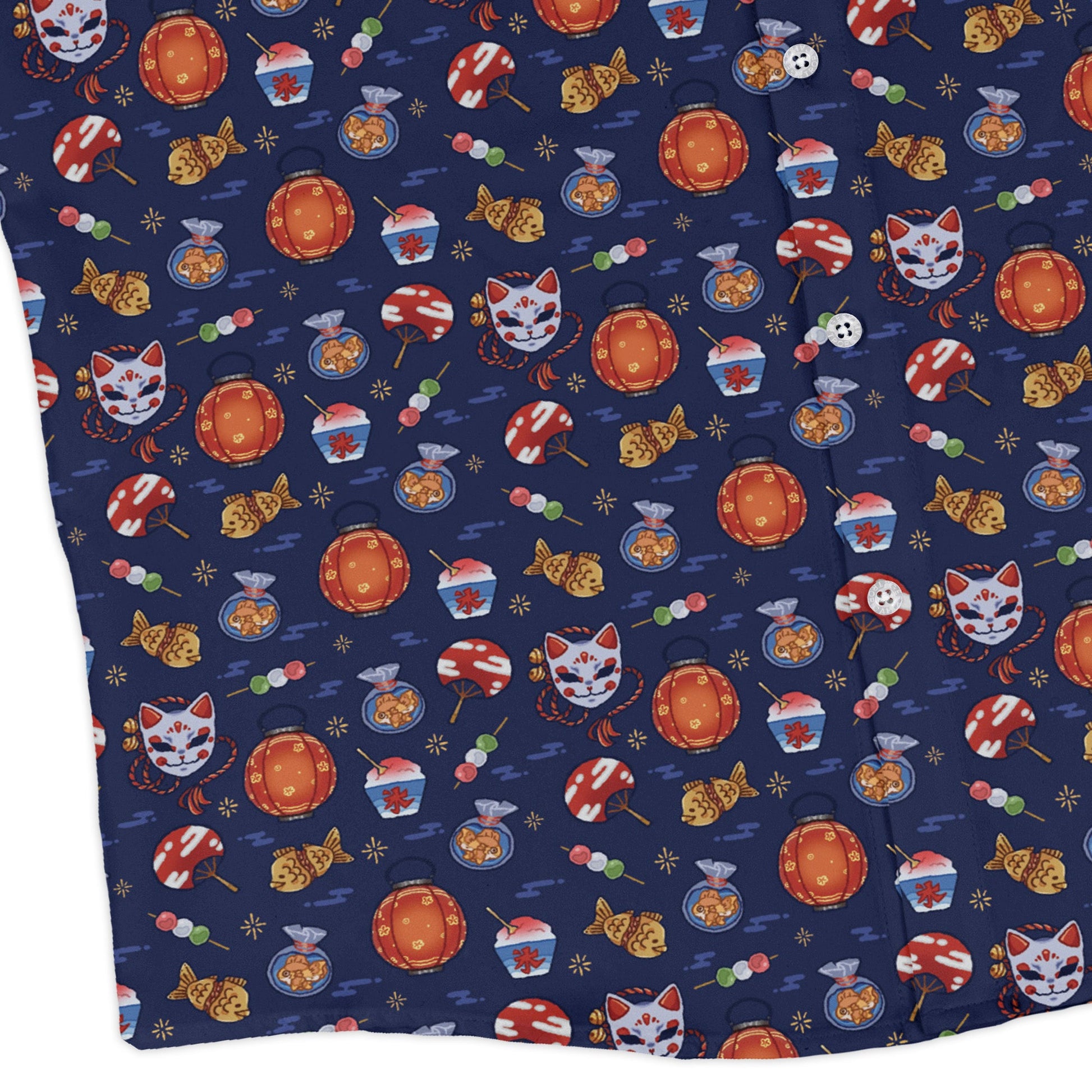 Japanese Festival Long Sleeve Button Up Shirt Geek Nerd adult sizing anime Design by Ardi Tong