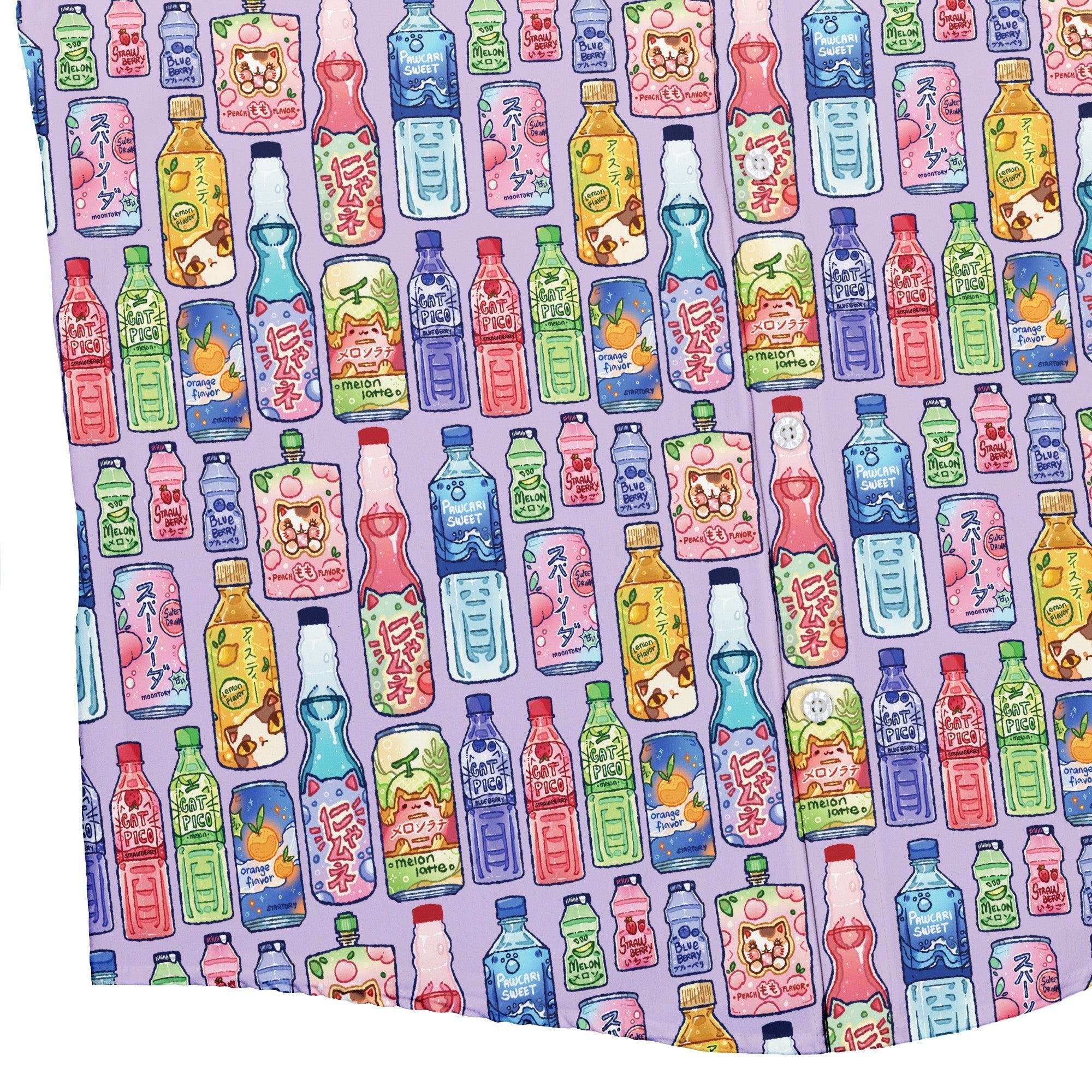 Japanese Vending Machine Drinks Button Up Shirt Geek Nerd adult sizing anime Design by Ardi Tong