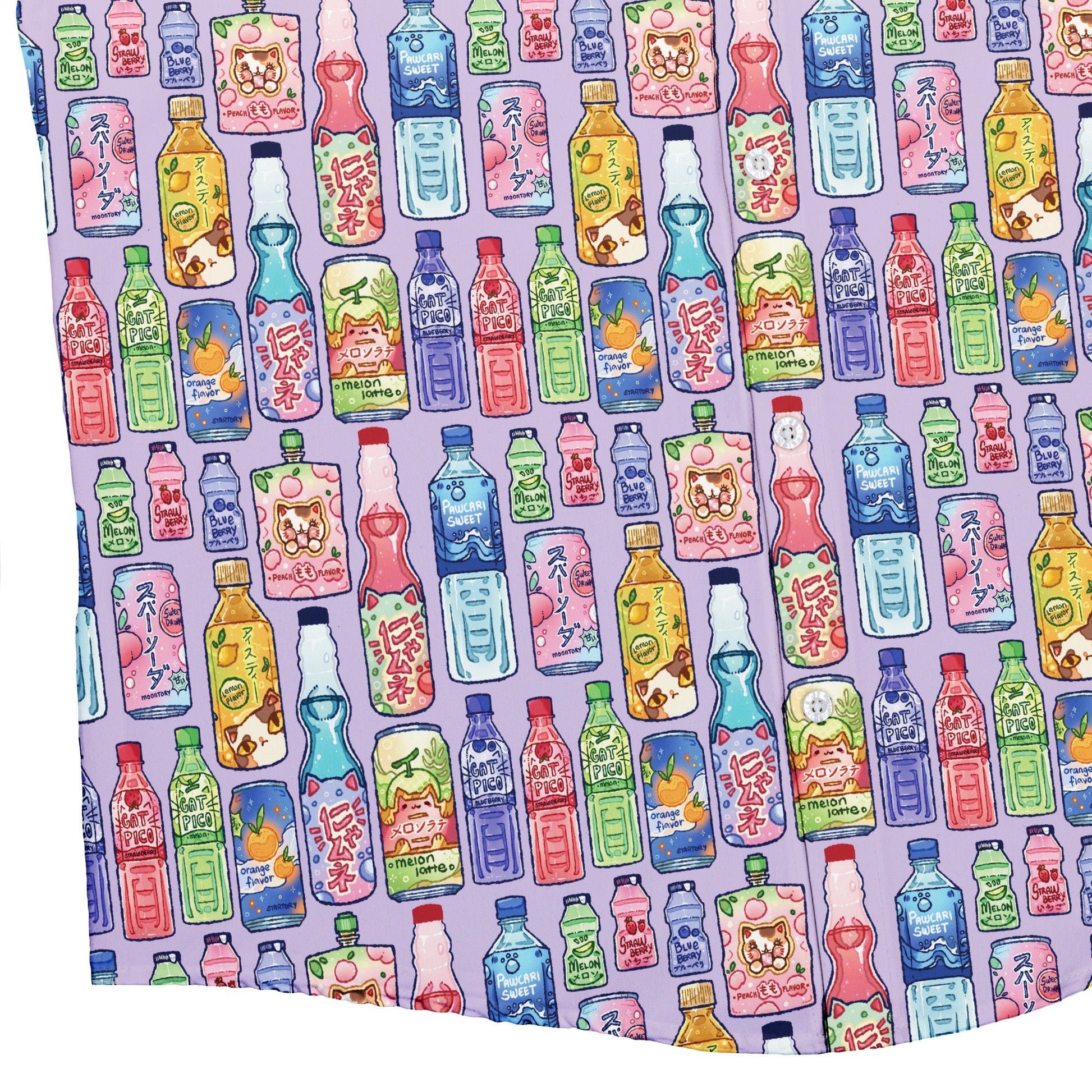 Japanese Vending Machine Drinks Button Up Shirt Geek Nerd adult sizing anime Design by Ardi Tong