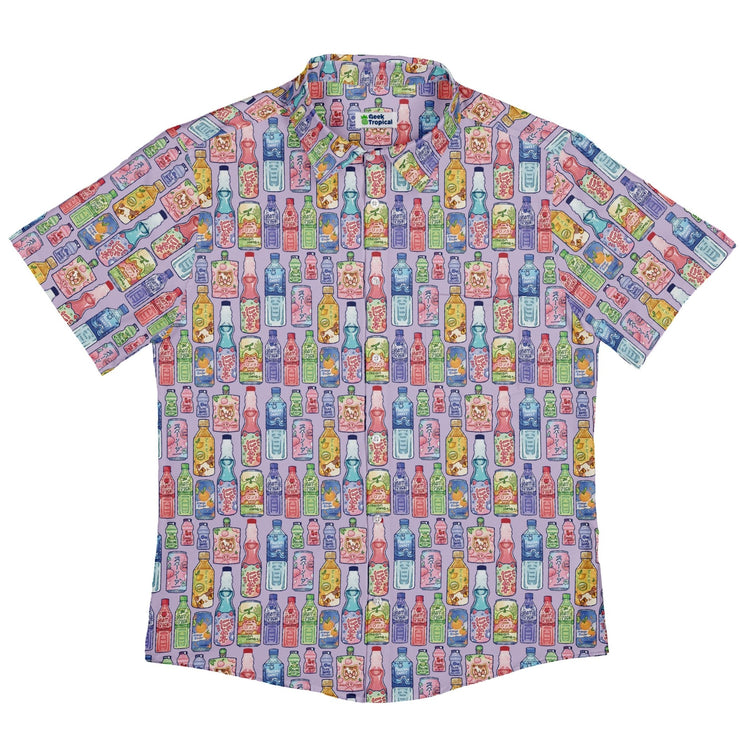 Japanese Vending Machine Drinks Button Up Shirt Geek Nerd adult sizing anime Design by Ardi Tong