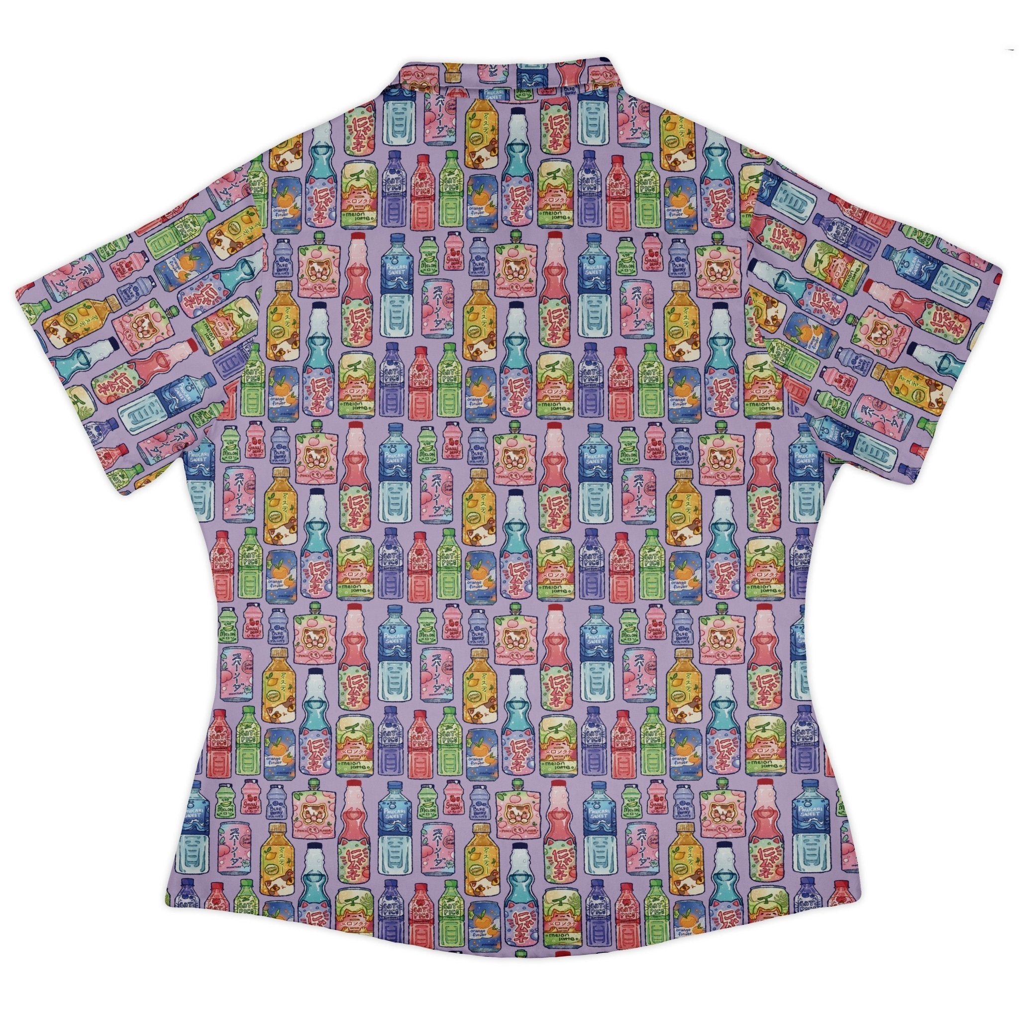 Japanese Vending Machine Drinks Curvy Button Up Shirt Geek Nerd anime Design by Ardi Tong q225