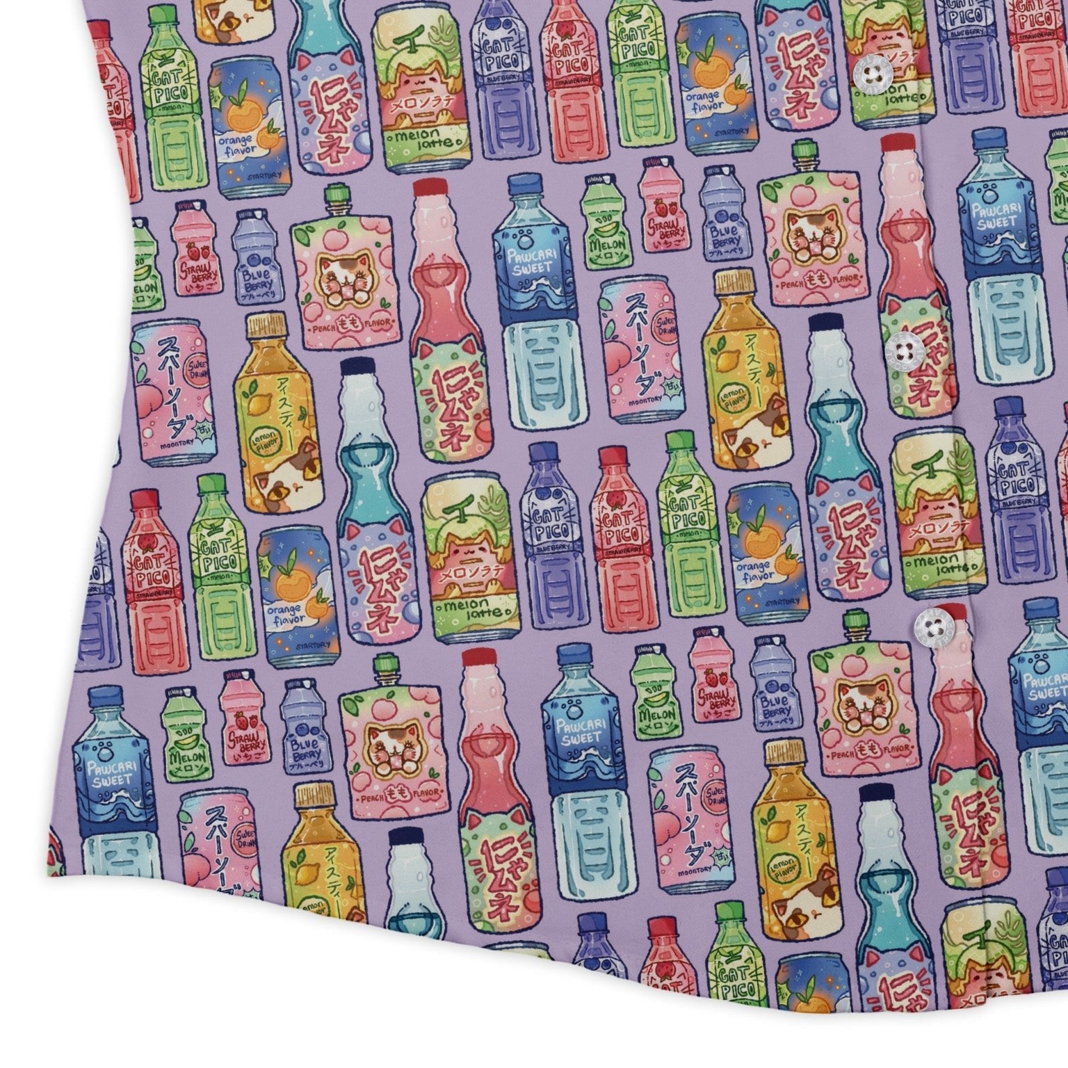 Japanese Vending Machine Drinks Curvy Button Up Shirt Geek Nerd anime Design by Ardi Tong q225