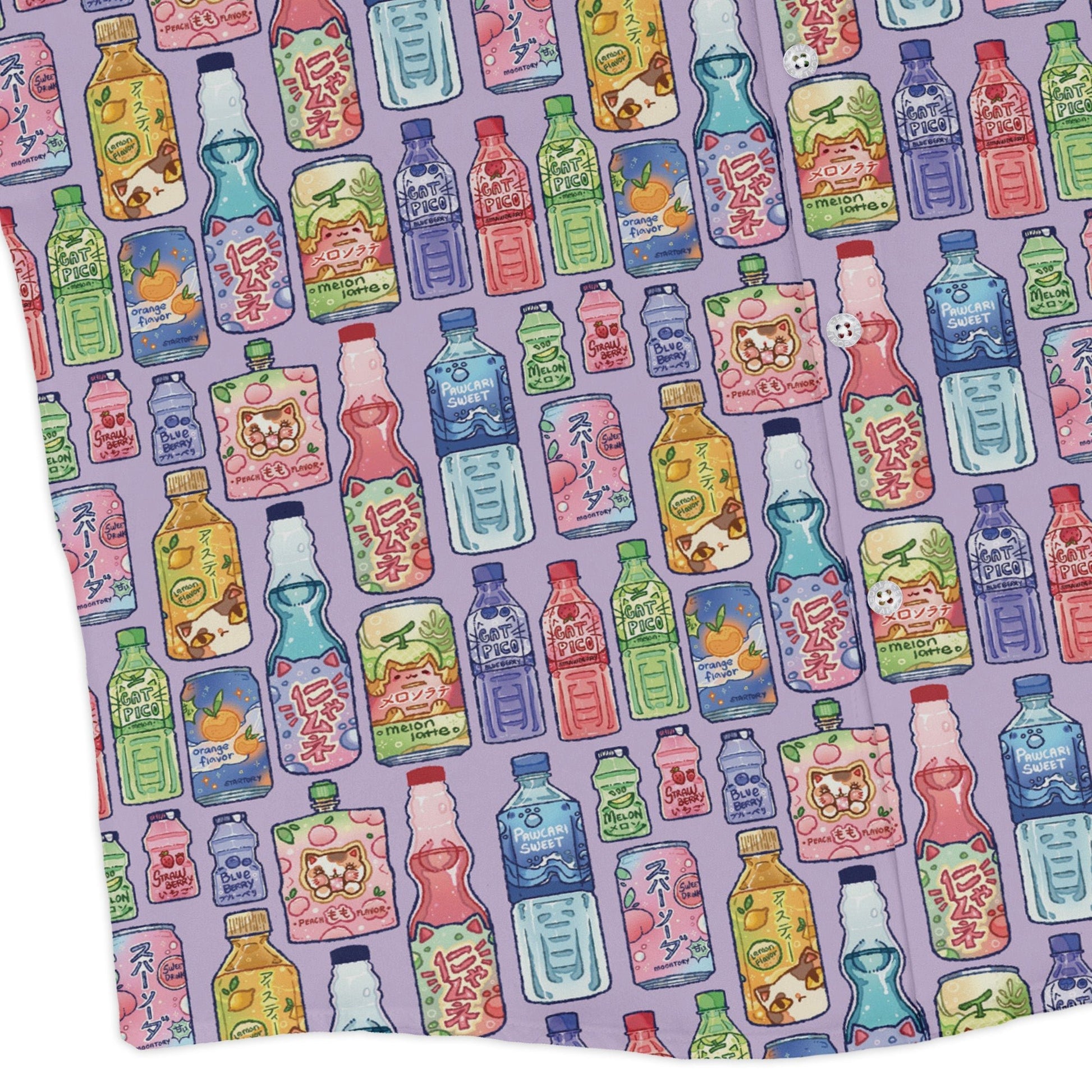Japanese Vending Machine Drinks Long Sleeve Button Up Shirt Geek Nerd adult sizing anime Design by Ardi Tong