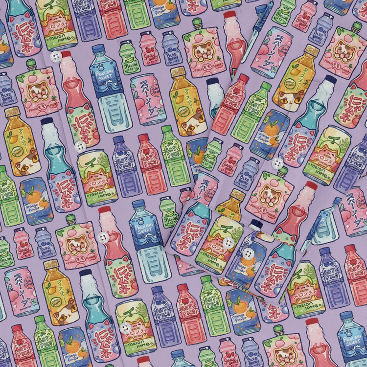 Japanese Vending Machine Drinks Long Sleeve Button Up Shirt Geek Nerd adult sizing anime Design by Ardi Tong