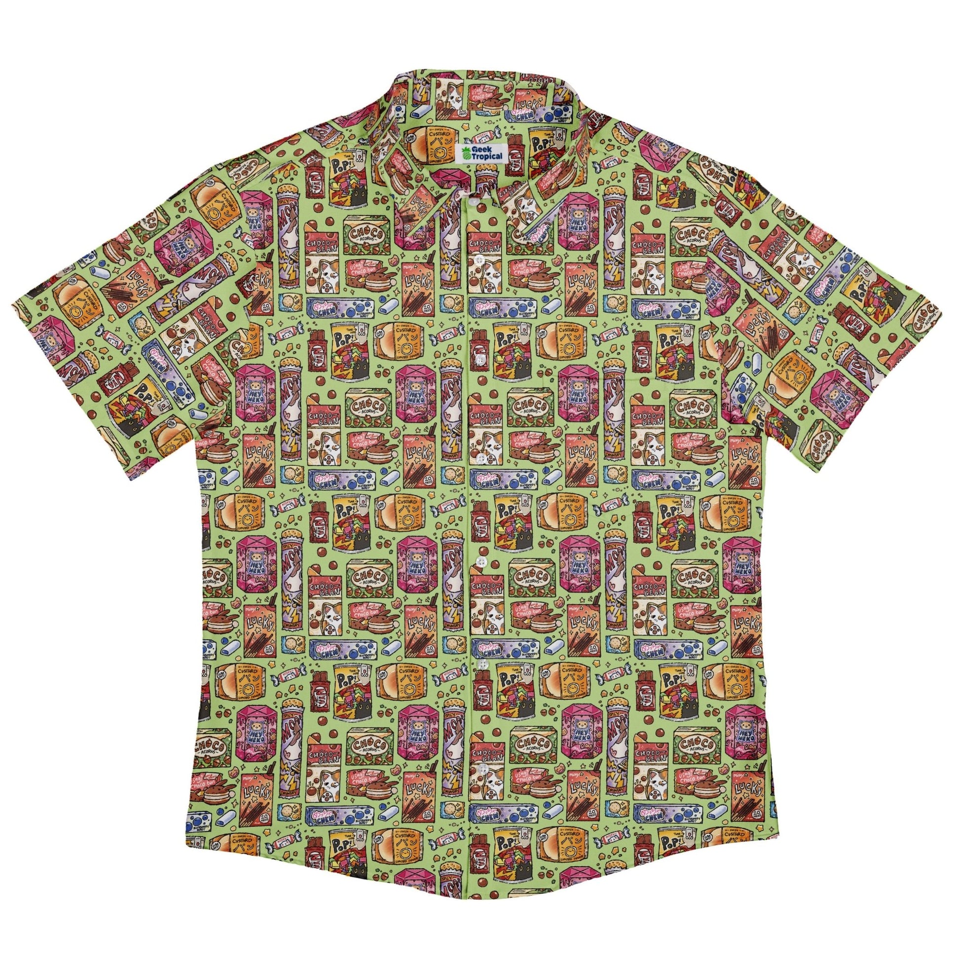 Japanese Vending Machine Snacks Button Up Shirt Geek Nerd 0925 adult sizing All Adult Button Up Shirts
