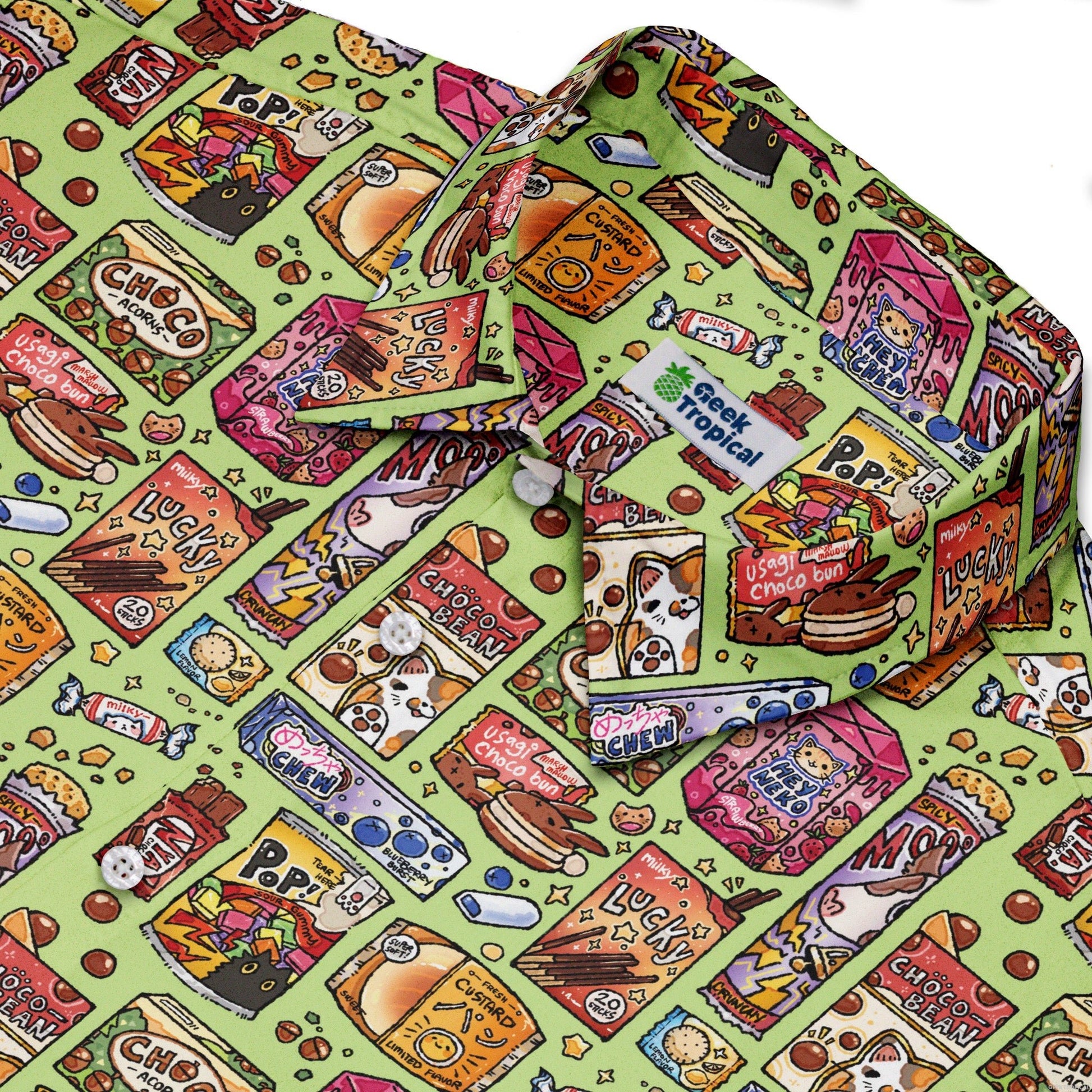 Japanese Vending Machine Snacks Button Up Shirt Geek Nerd 0925 adult sizing All Adult Button Up Shirts