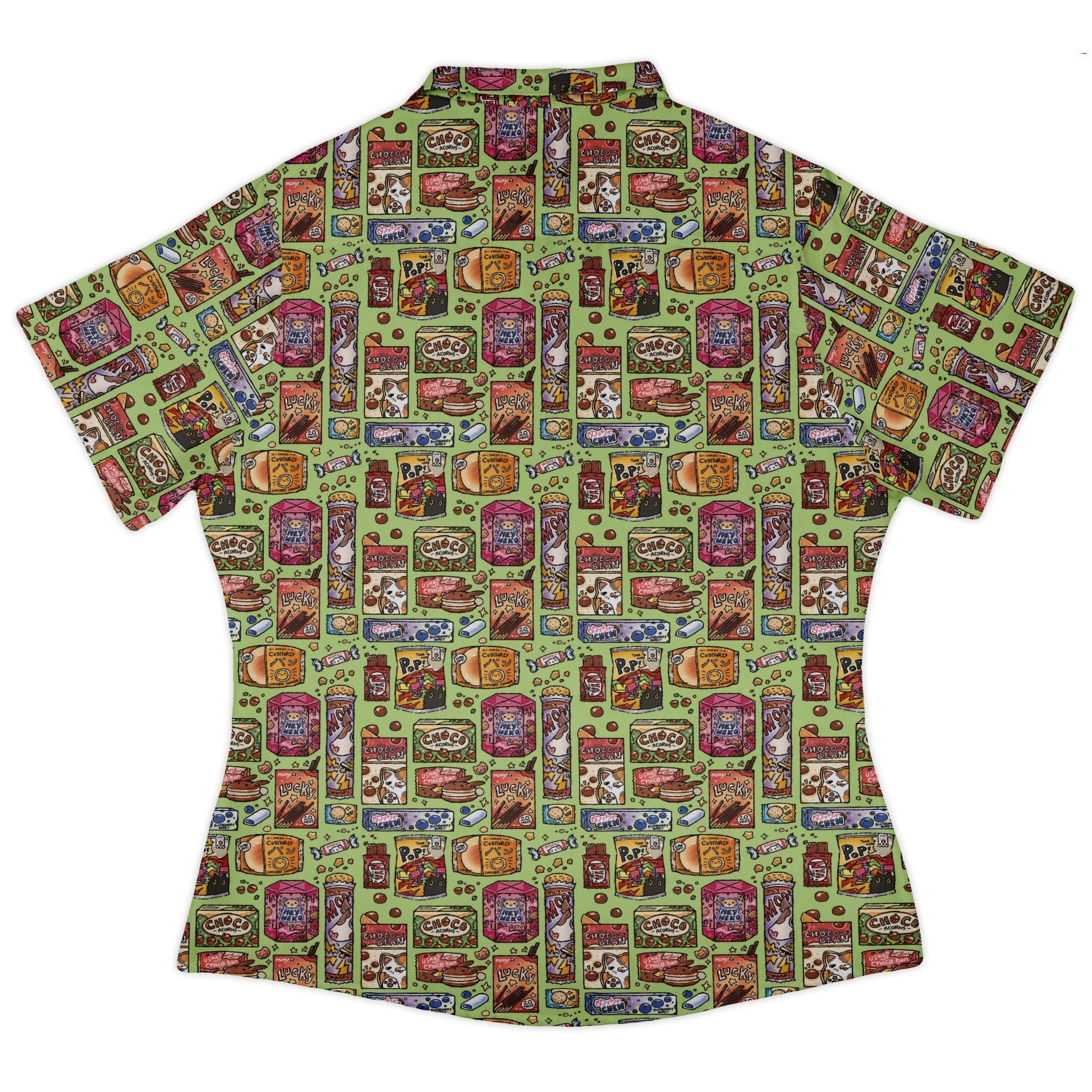Japanese Vending Machine Snacks Curvy Button Up Shirt Geek Nerd 0925 All Adult Button Up Shirts Anime