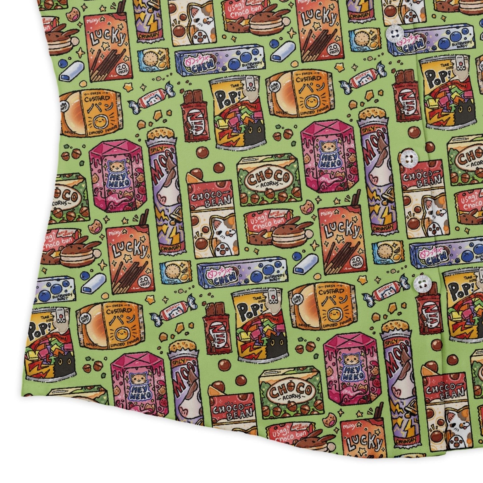 Japanese Vending Machine Snacks Curvy Button Up Shirt Geek Nerd 0925 All Adult Button Up Shirts Anime