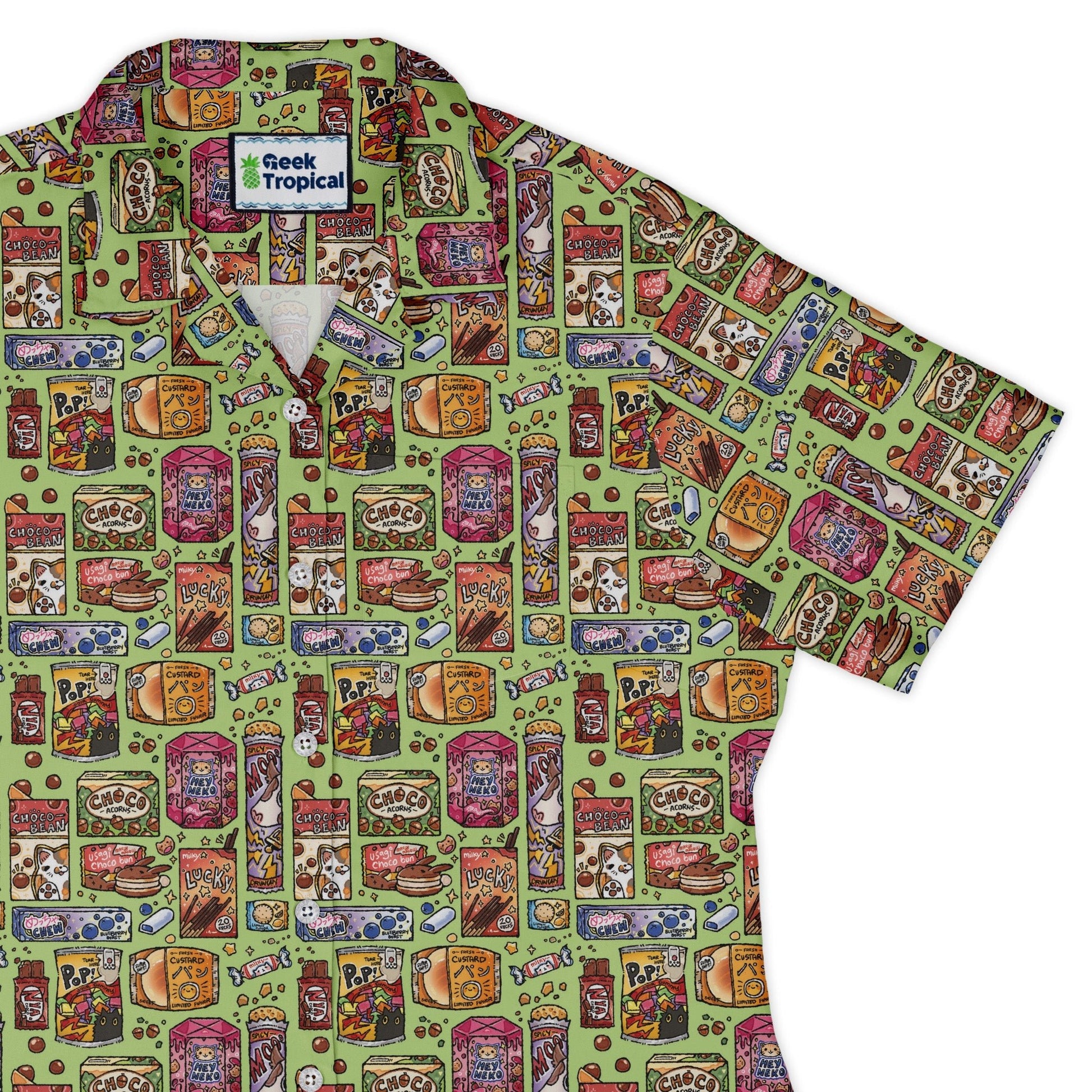 Japanese Vending Machine Snacks Curvy Button Up Shirt Geek Nerd 0925 All Adult Button Up Shirts Anime