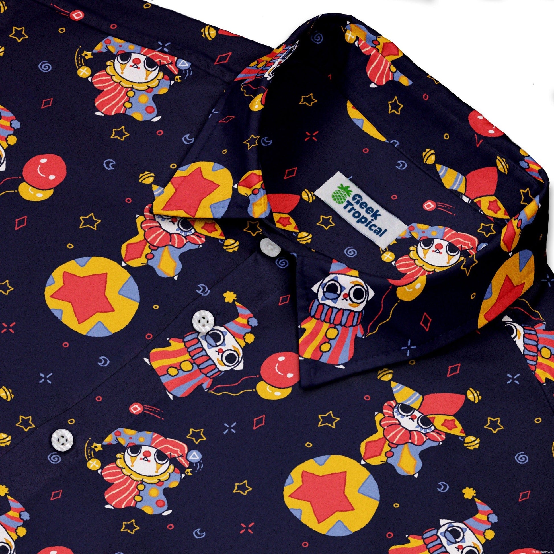 Jester Cats Button Up Shirt Geek Nerd adult sizing Design by Ardi Tong funny prints