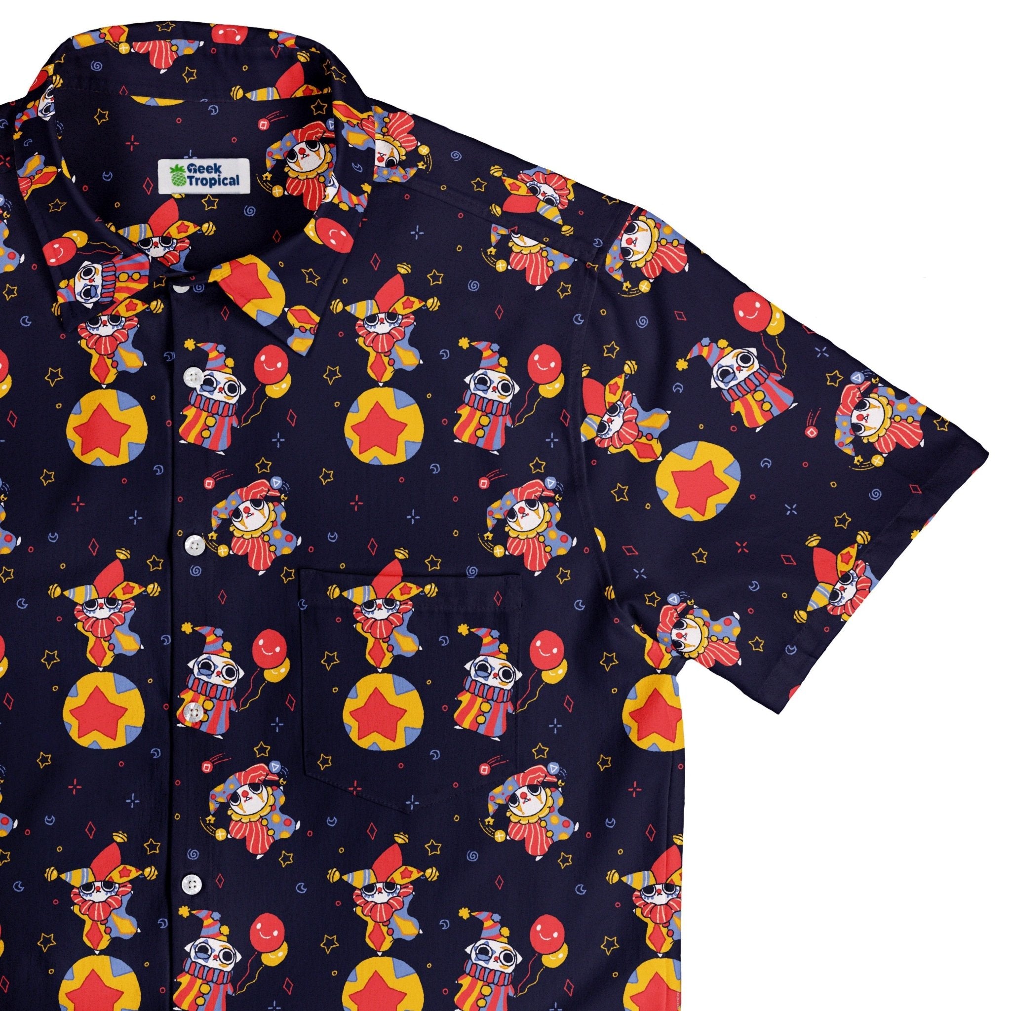 Jester Cats Button Up Shirt Geek Nerd adult sizing Design by Ardi Tong funny prints