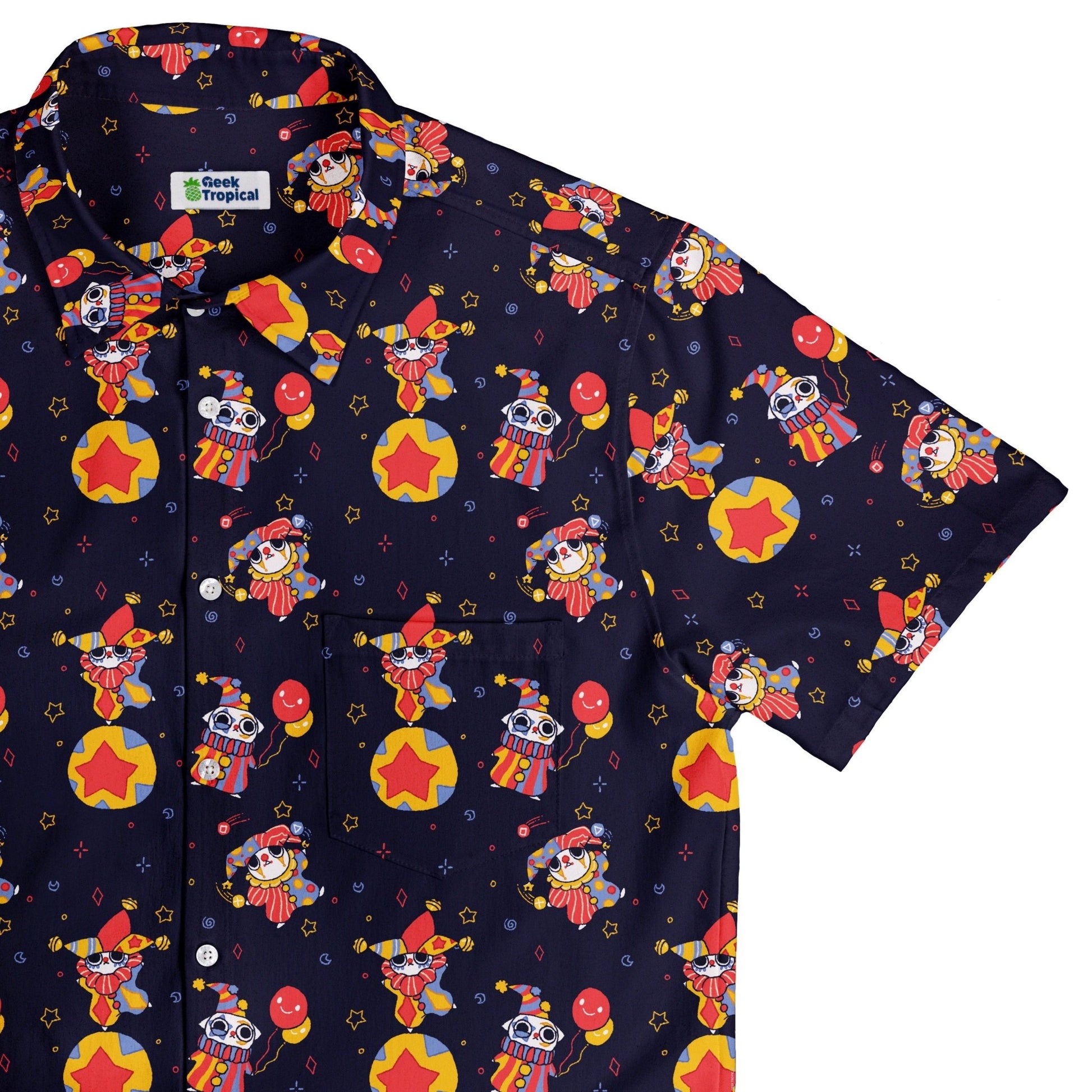 Jester Cats Button Up Shirt Geek Nerd adult sizing Design by Ardi Tong funny prints