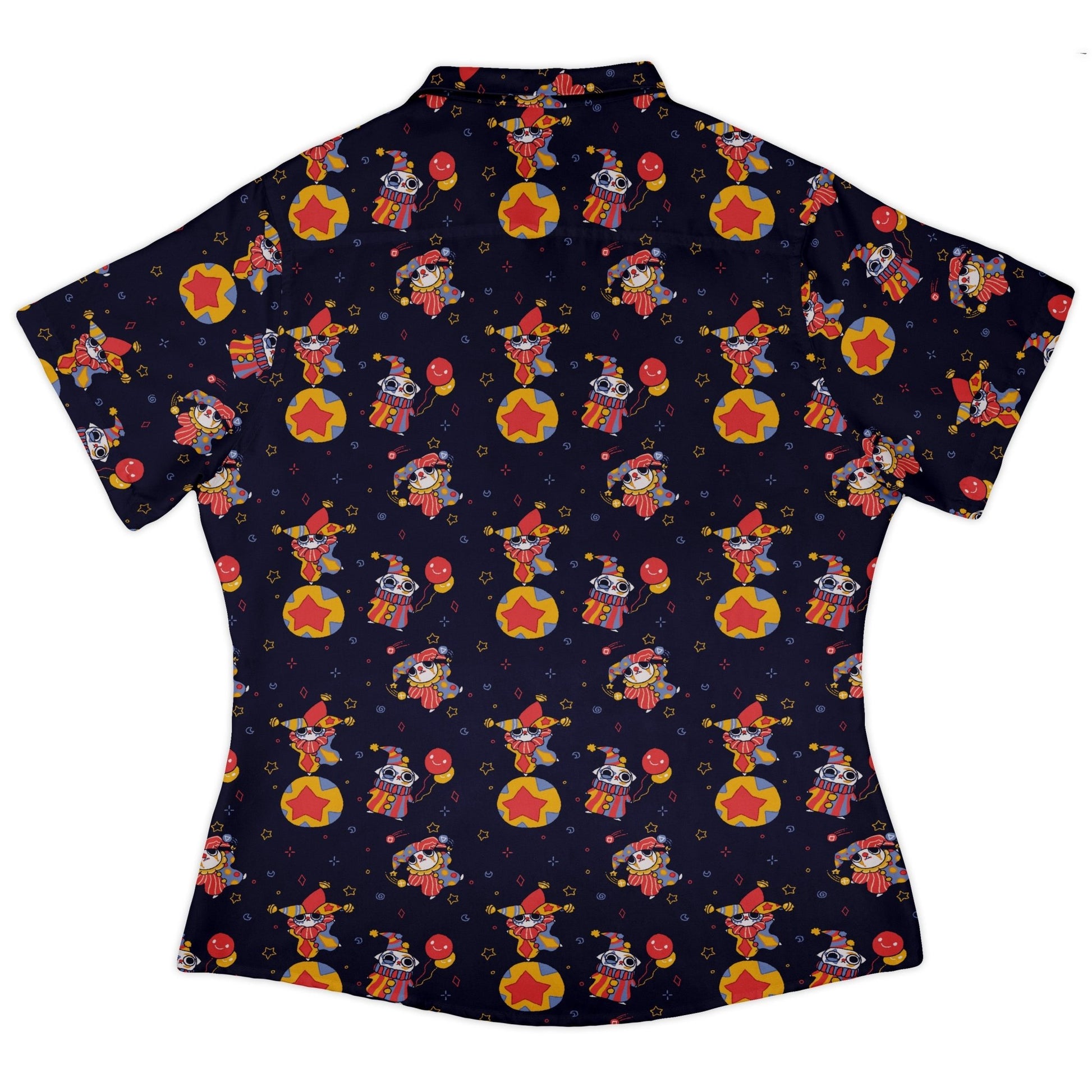 Jester Cats Curvy Button Up Shirt Geek Nerd Design by Ardi Tong funny prints q225
