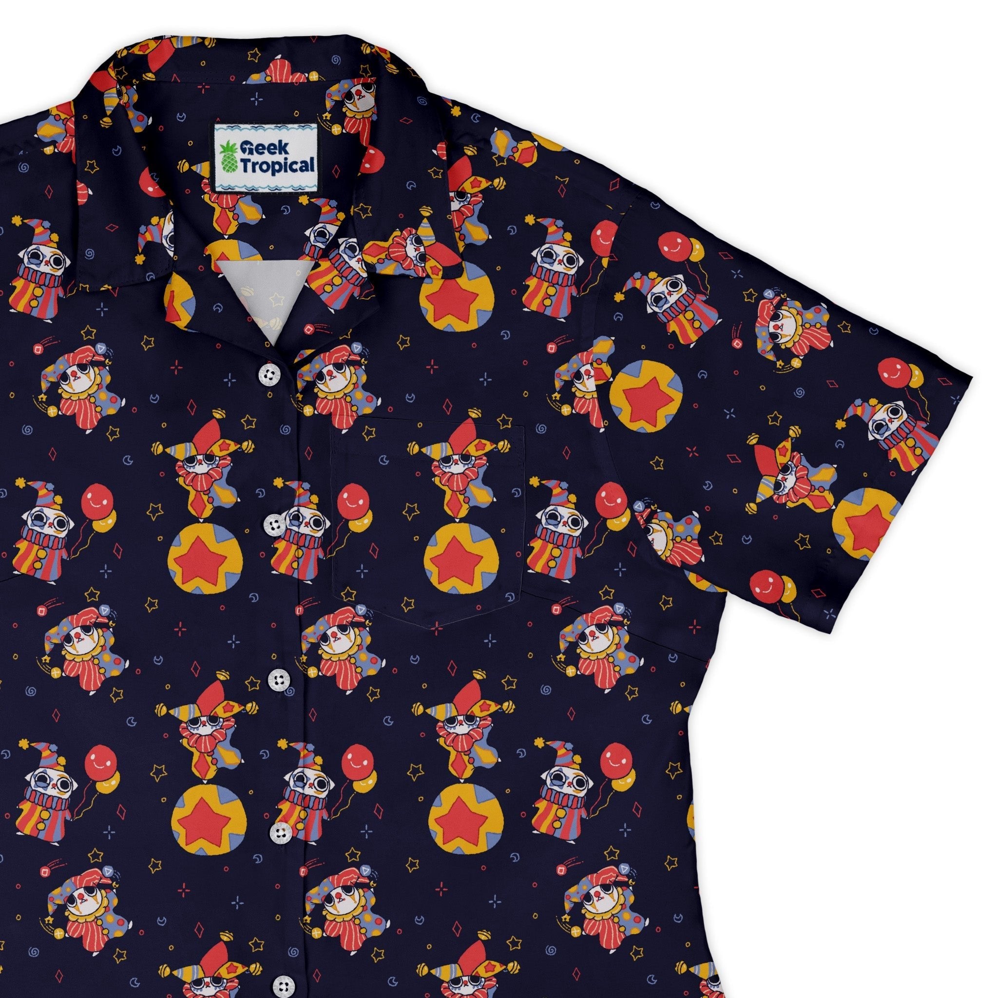 Jester Cats Curvy Button Up Shirt Geek Nerd Design by Ardi Tong funny prints q225