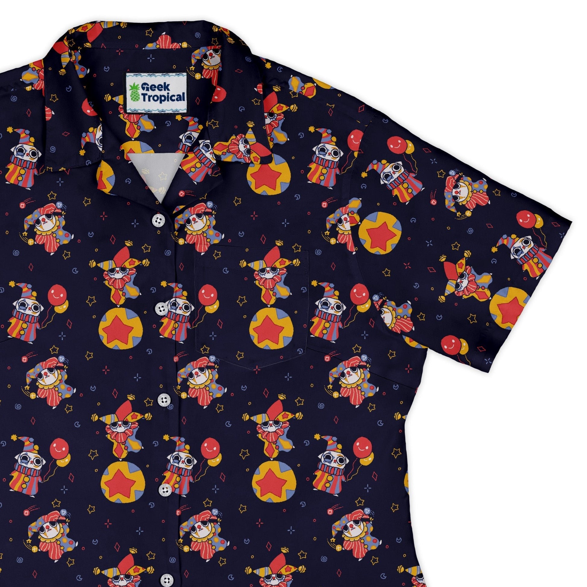 Jester Cats Curvy Button Up Shirt Geek Nerd Design by Ardi Tong funny prints q225