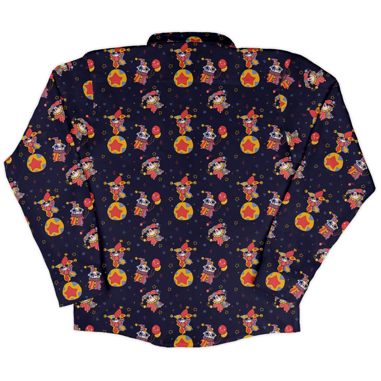 Jester Cats Long Sleeve Button Up Shirt Geek Nerd adult sizing Design by Ardi Tong FLOW DESC WRITING