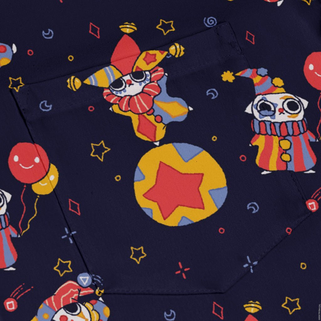 Jester Cats Long Sleeve Button Up Shirt Geek Nerd adult sizing Design by Ardi Tong FLOW DESC WRITING