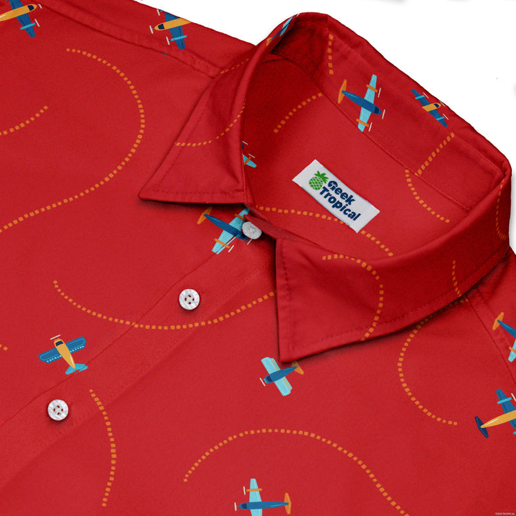 Plane Contrails Button Up Shirt Geek Nerd adult sizing aviation print Design by Zirkus Design