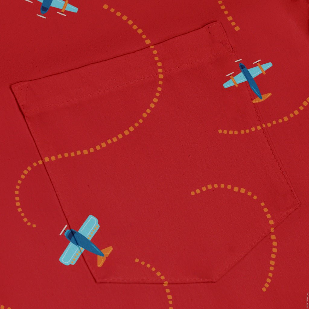 Plane Contrails Button Up Shirt Geek Nerd adult sizing aviation print Design by Zirkus Design