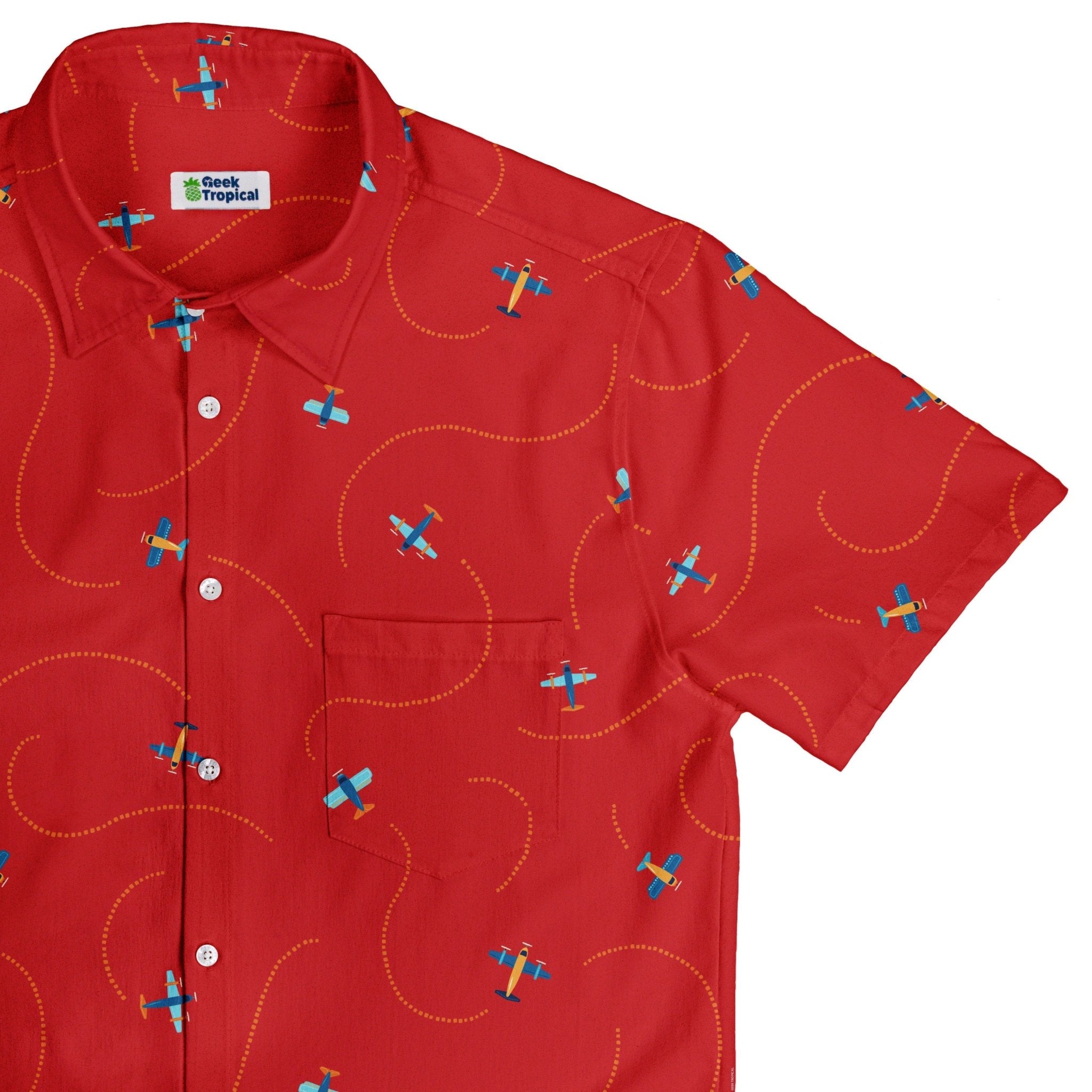 Plane Contrails Button Up Shirt Geek Nerd adult sizing aviation print Design by Zirkus Design