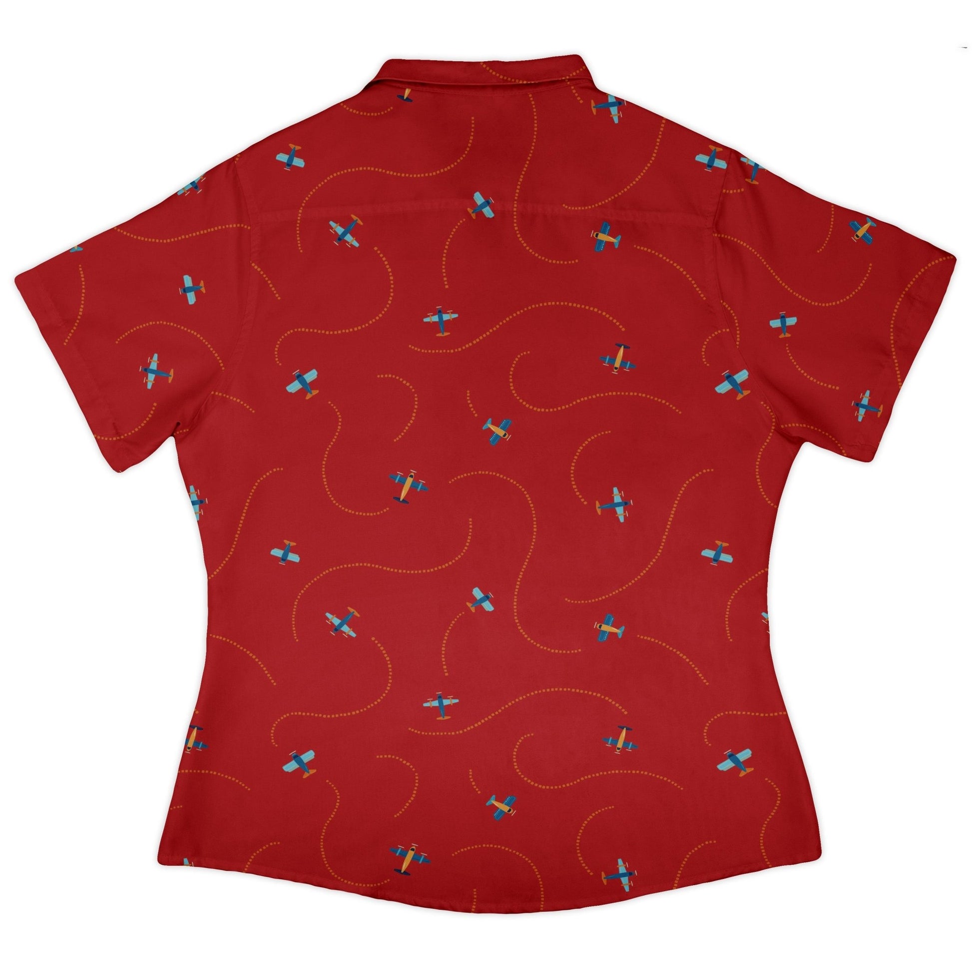 Plane Contrails Curvy Button Up Shirt Geek Nerd aviation print Design by Zirkus Design q225