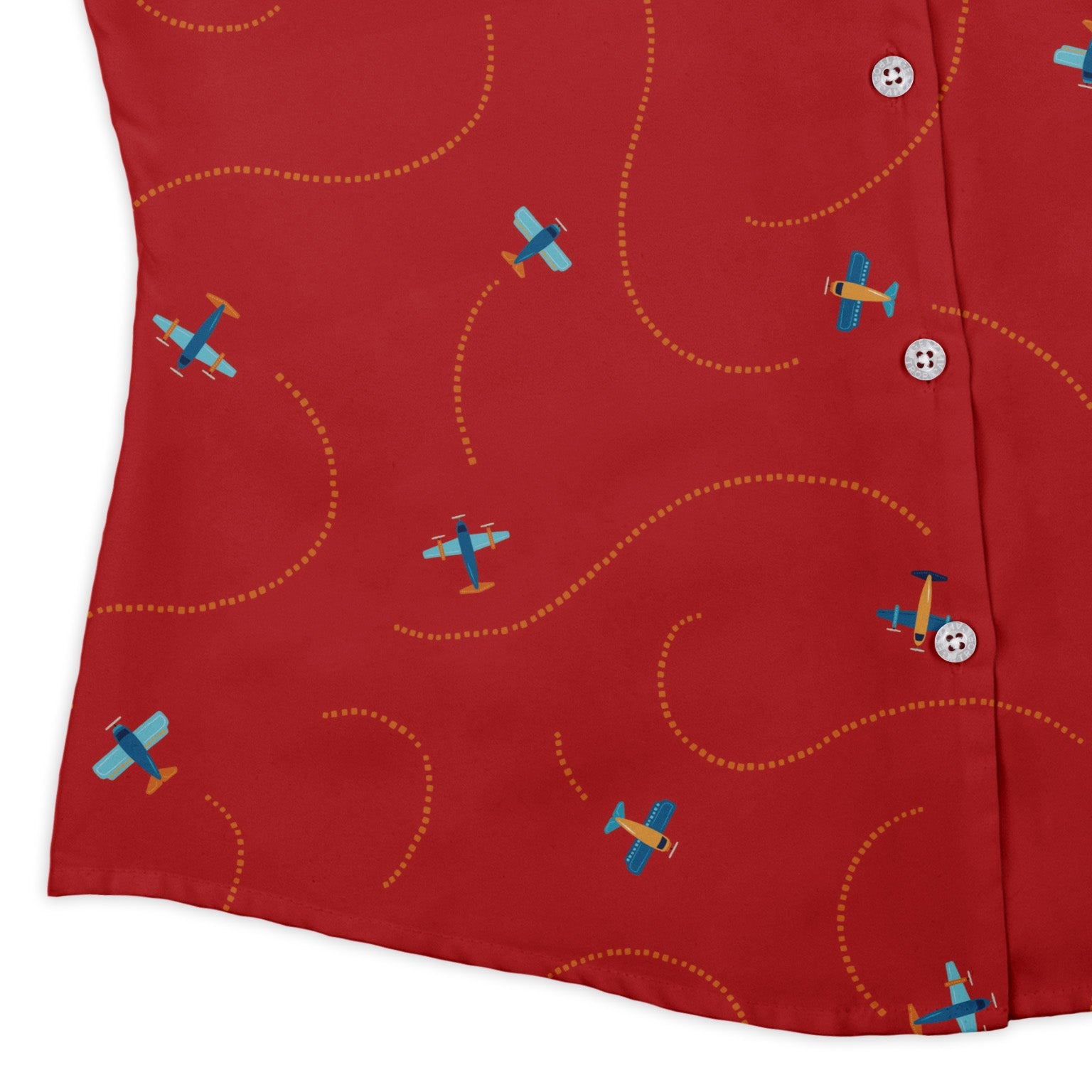 Plane Contrails Curvy Button Up Shirt Geek Nerd aviation print Design by Zirkus Design q225