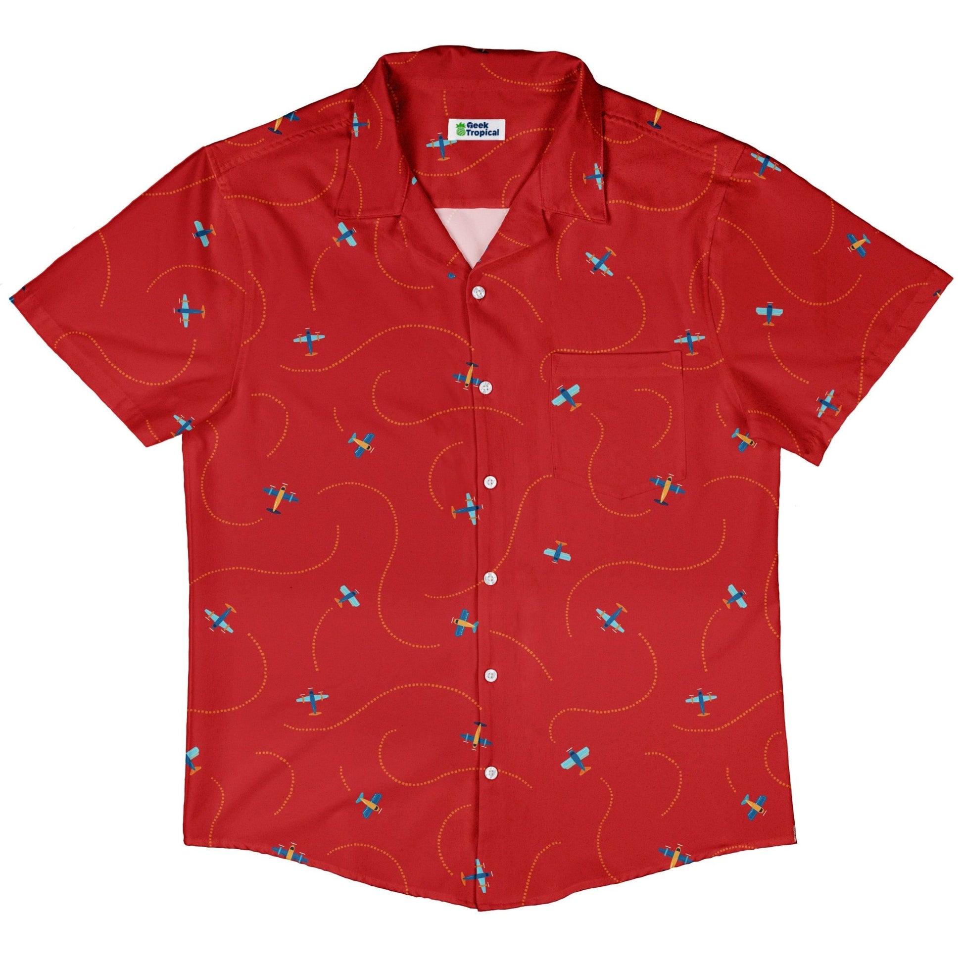 Plane Contrails Button Up Shirt Geek Nerd adult sizing aviation print Design by Zirkus Design
