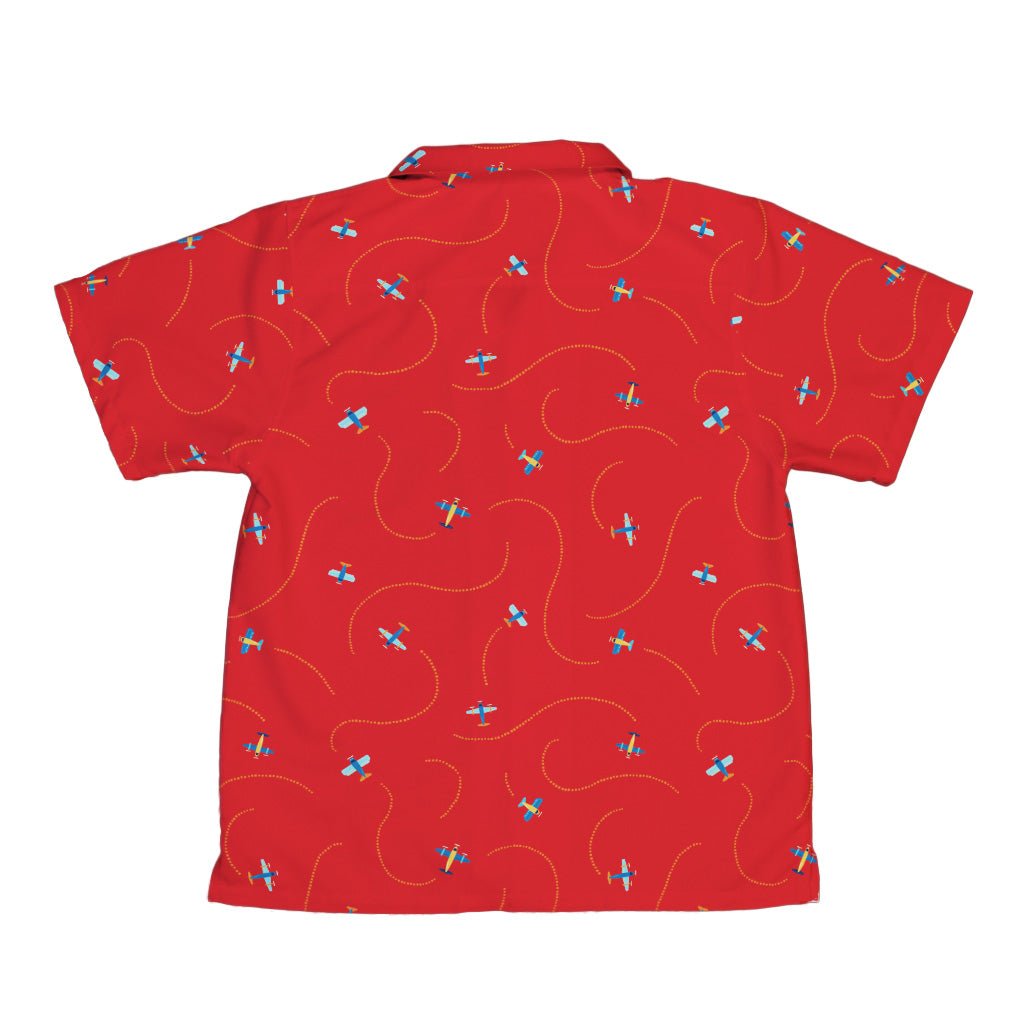 Plane Contrails Youth Hawaiian Shirt Geek Nerd aviation print Design by Zirkus Design q225