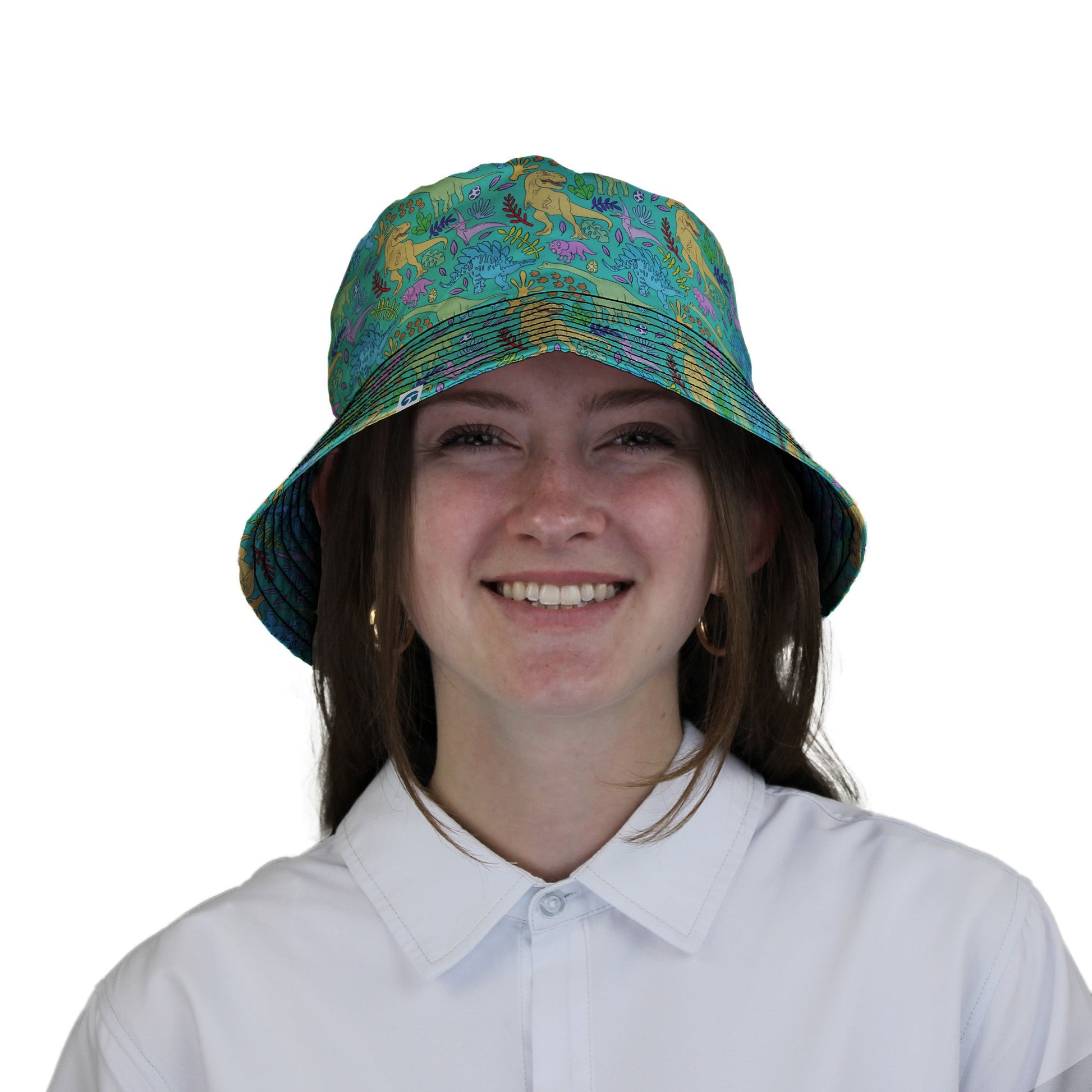 Jurassic Jungle Bucket Hat Geek Nerd Design by Julie Kitzes dinosaur print lx - B