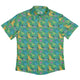 Jurassic Jungle Button Up Shirt Geek Nerd adult sizing Design by Julie Kitzes dinosaur print
