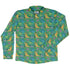 Jurassic Jungle Long Sleeve Button Up Shirt Geek Nerd adult sizing Design by Julie Kitzes dinosaur print
