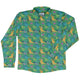 Jurassic Jungle Long Sleeve Button Up Shirt Geek Nerd adult sizing Design by Julie Kitzes dinosaur print