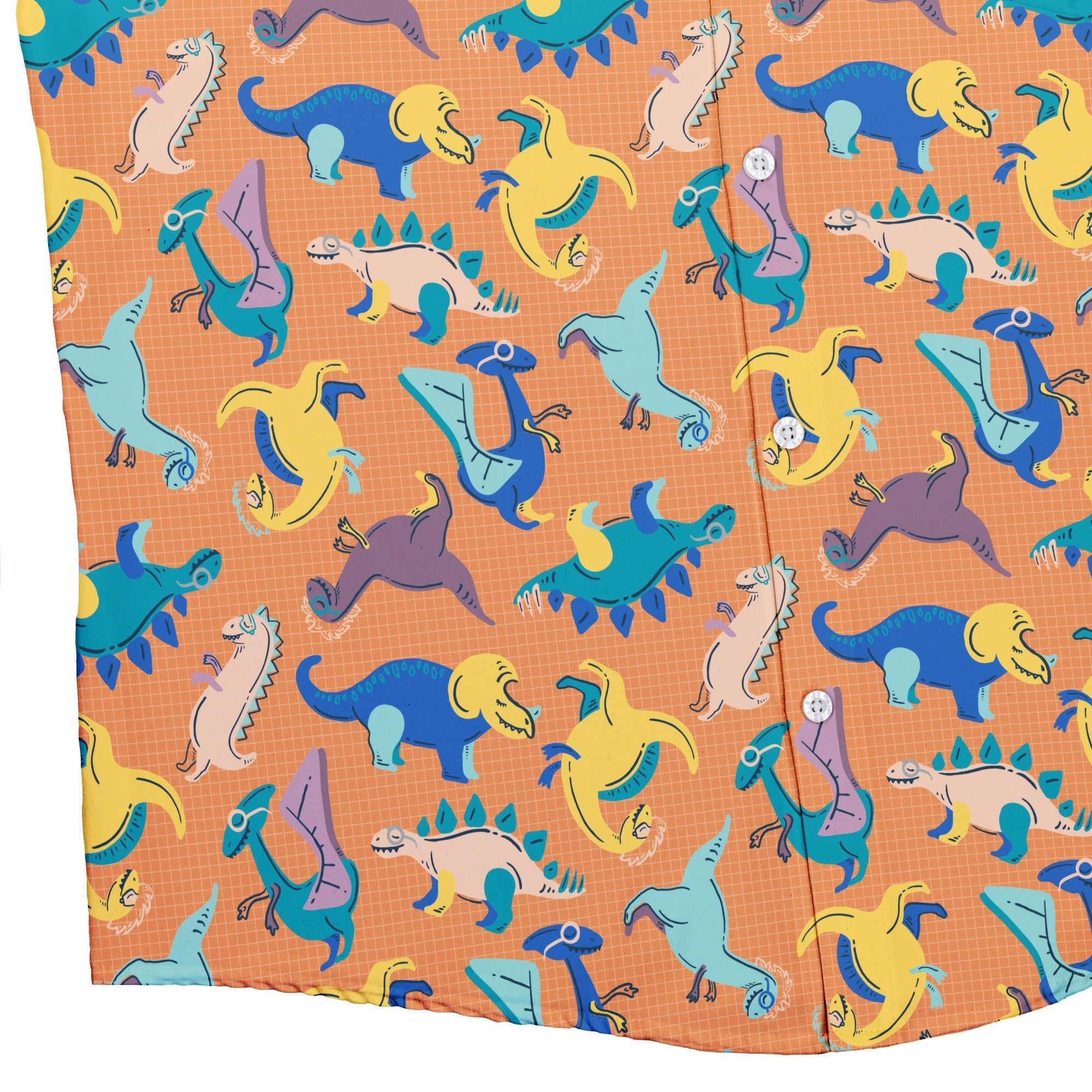 Just Dinosaur Button Up Shirt Geek Nerd adult sizing Design by Zirkus Design dinosaur print