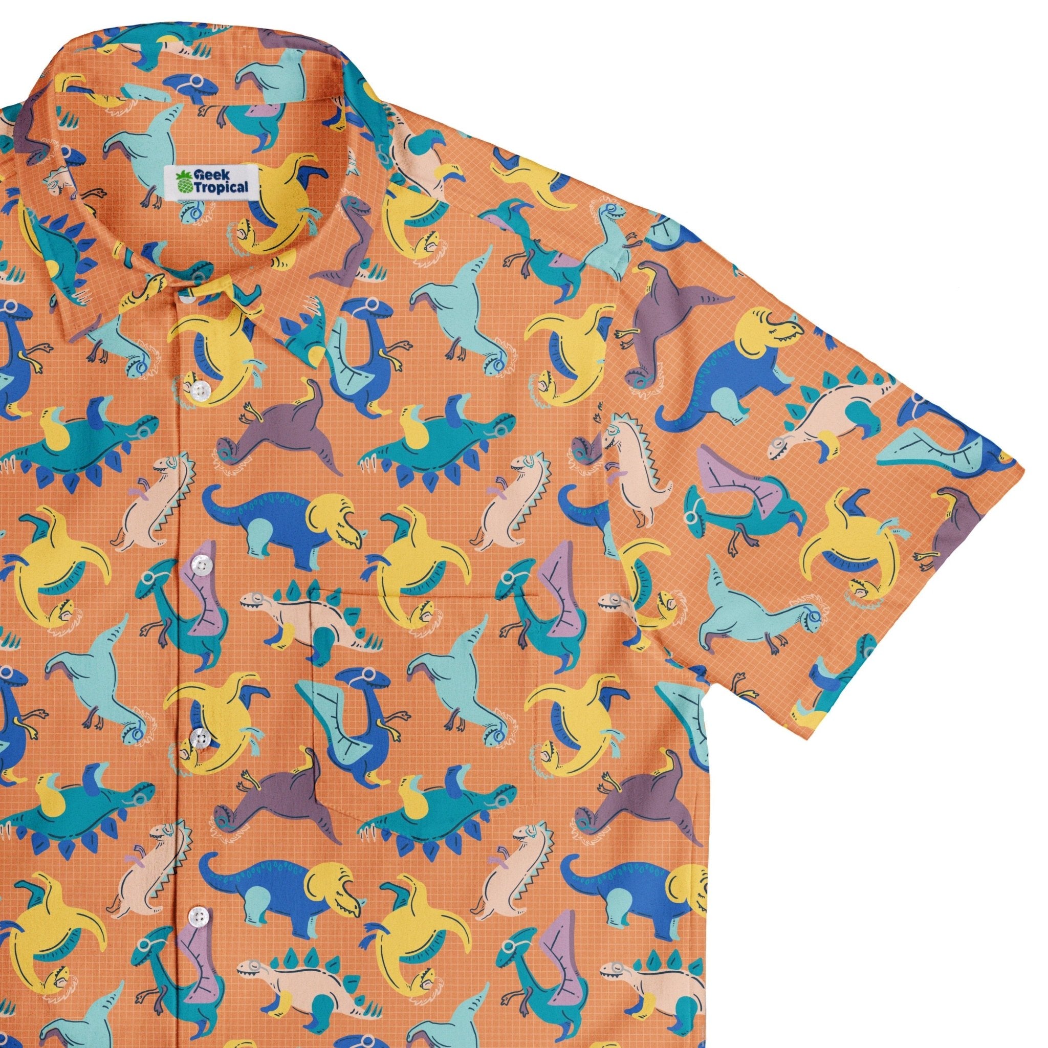 Just Dinosaur Button Up Shirt Geek Nerd adult sizing Design by Zirkus Design dinosaur print