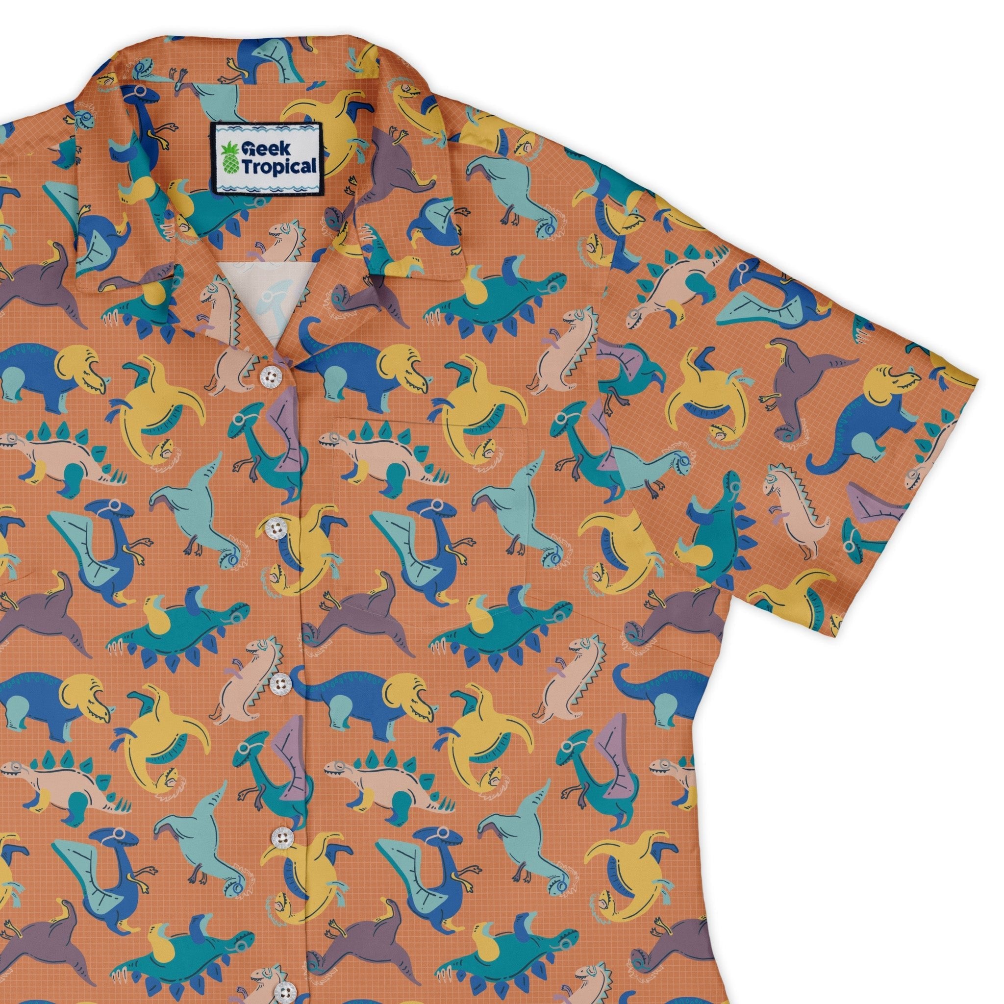 Just Dinosaur Curvy Button Up Shirt Geek Nerd Design by Zirkus Design dinosaur print q225