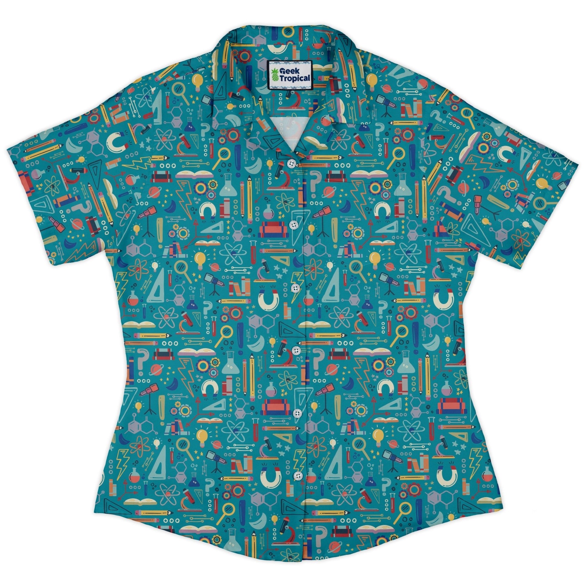 Just Science Curvy Button Up Shirt Geek Nerd Design by Zirkus Design q225 science print