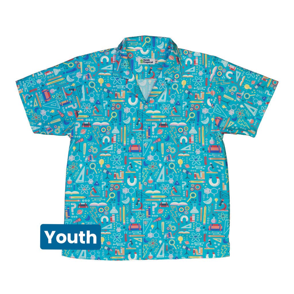 Just Science Youth Hawaiian Shirt Geek Nerd Design by Zirkus Design q225 science print