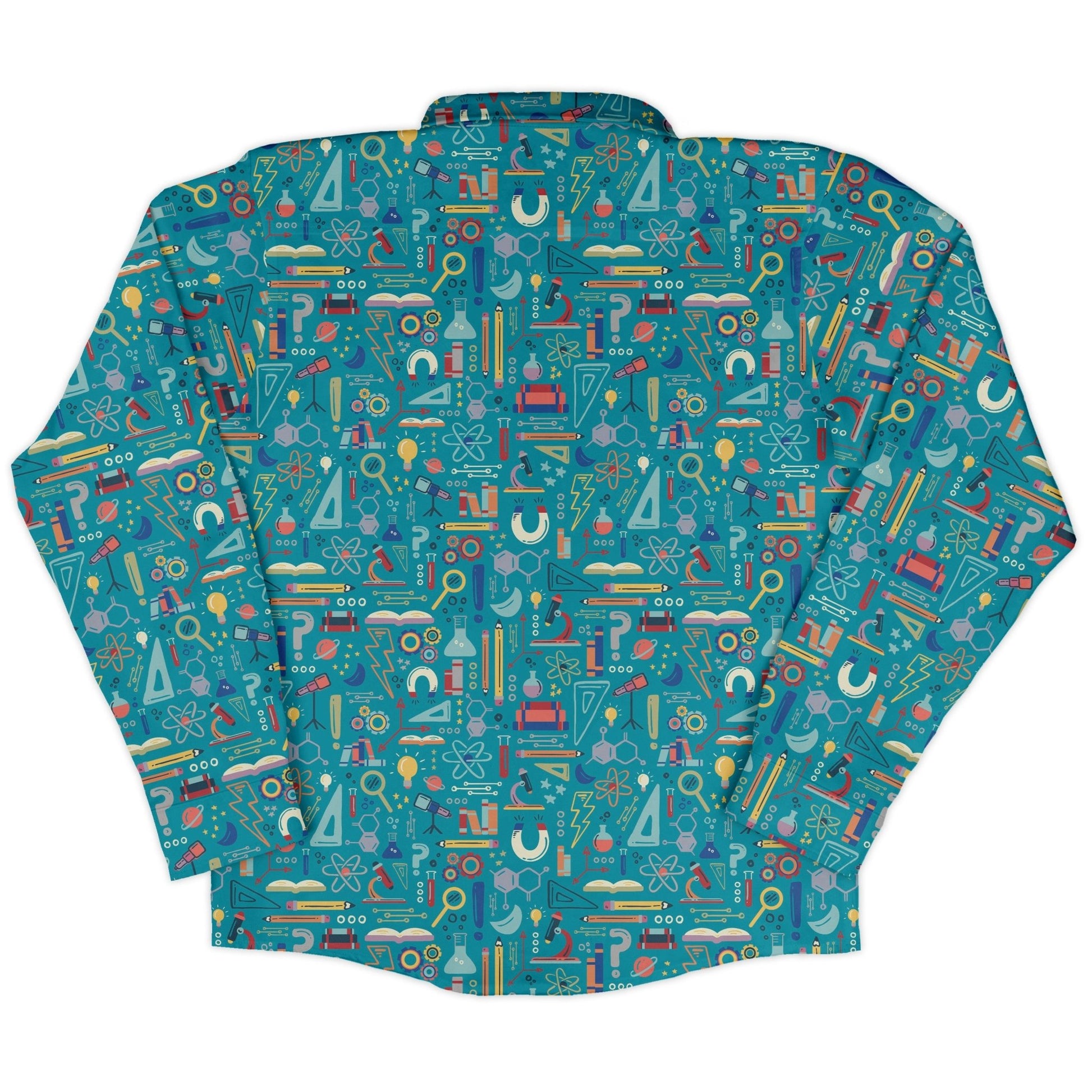 Just Science Long Sleeve Button Up Shirt Geek Nerd adult sizing Design by Zirkus Design FLOW DESC WRITING