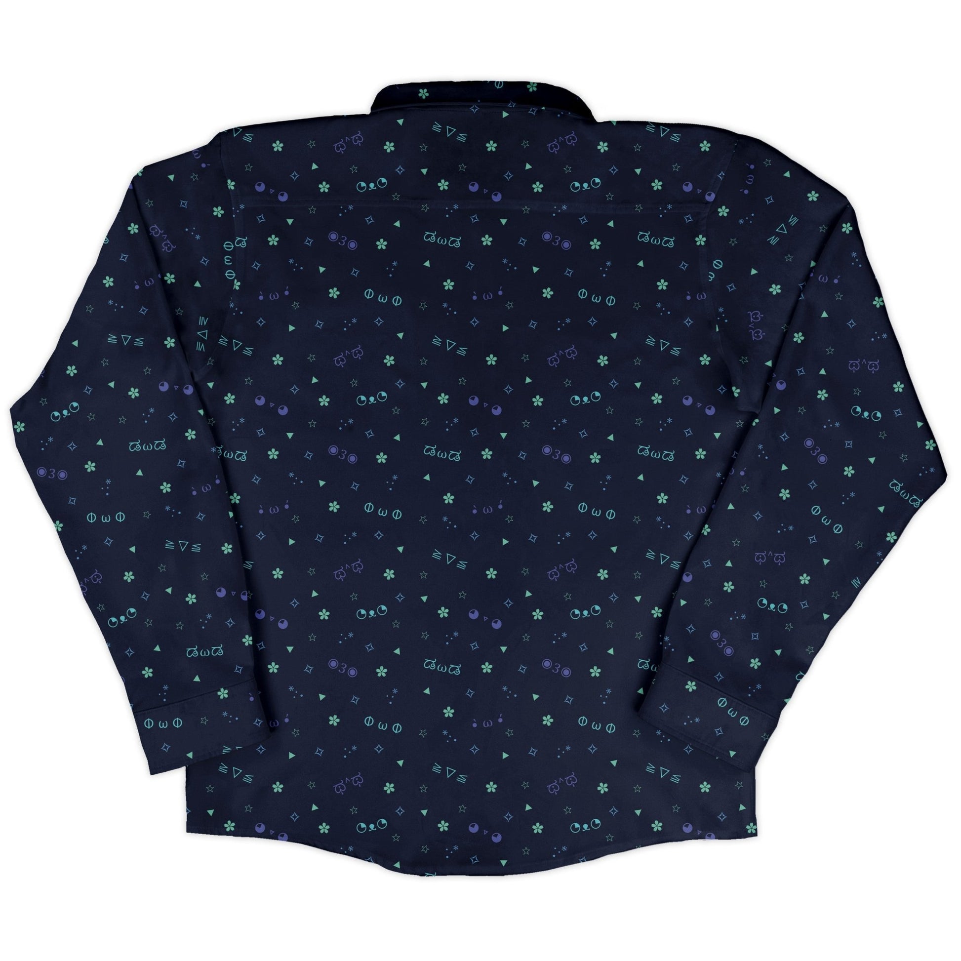 Kao Emojis Blue Long Sleeve Button Up Shirt Geek Nerd adult sizing Anime Design by Ardi Tong