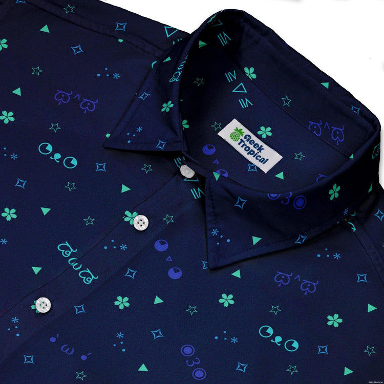 Kao Emojis Blue Button Up Shirt - adult sizing - Anime - Design by Ardi Tong