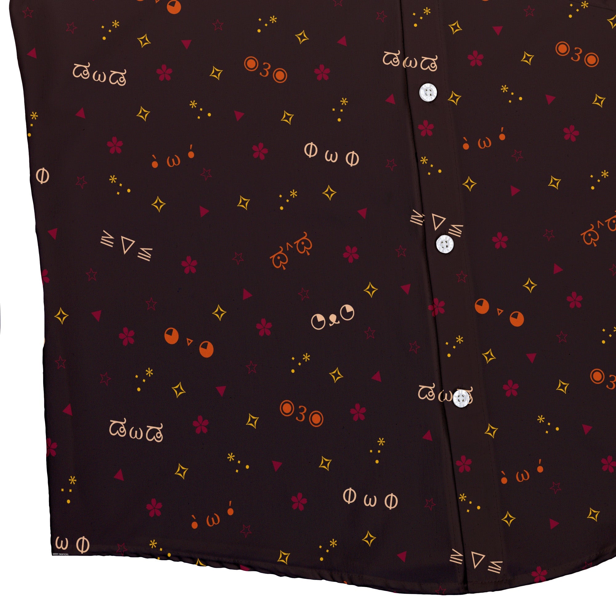 Kao Emojis Red Button Up Shirt - adult sizing - Anime - Design by Ardi Tong