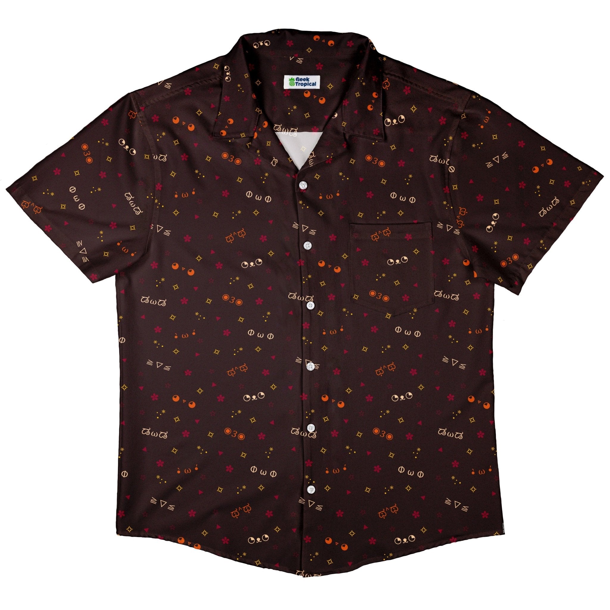 Kao Emojis Red Button Up Shirt - adult sizing - Anime - Design by Ardi Tong