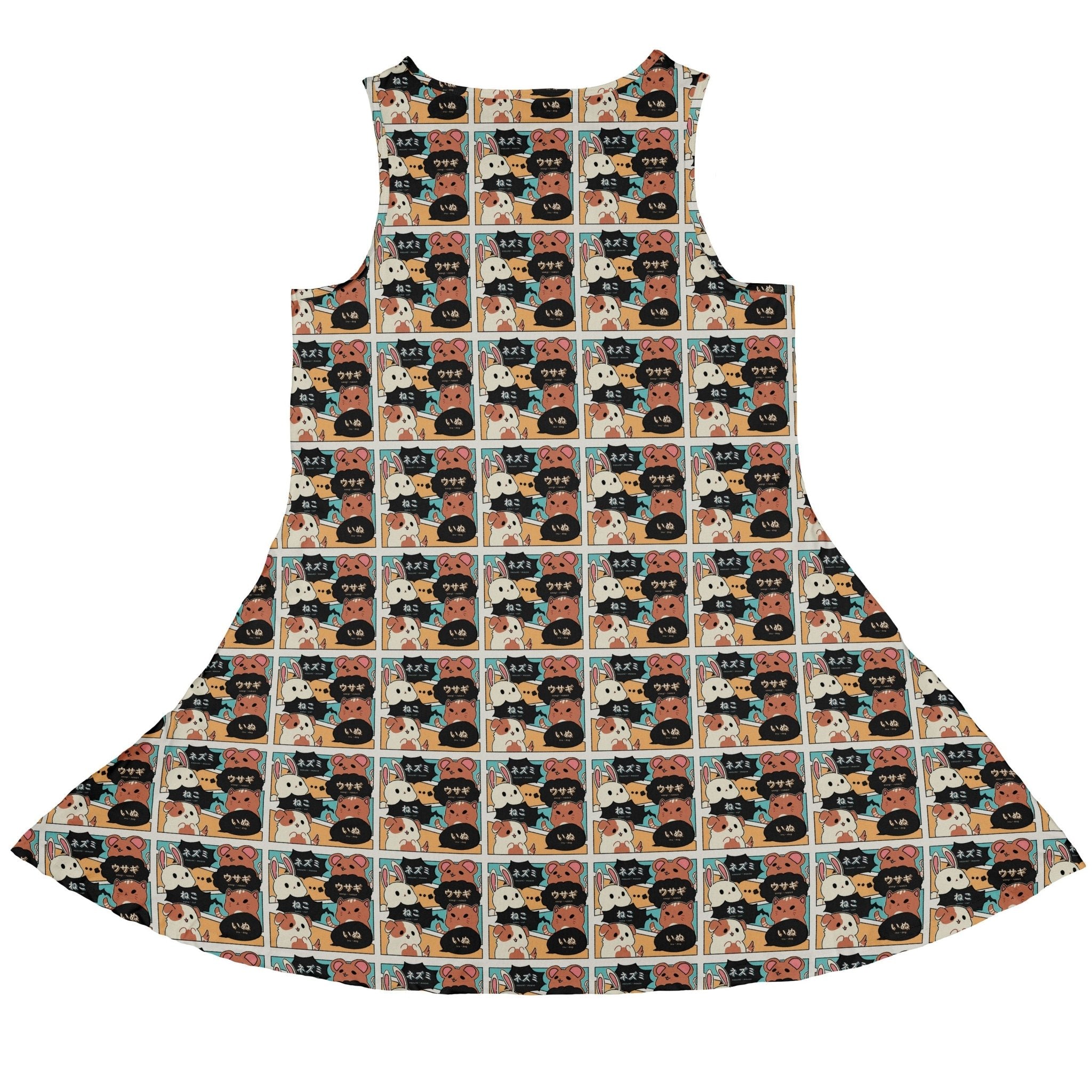 Kawaii Animal Comic Panel Teal Dress Geek Nerd Animal Patterns Anime Design by Ardi Tong