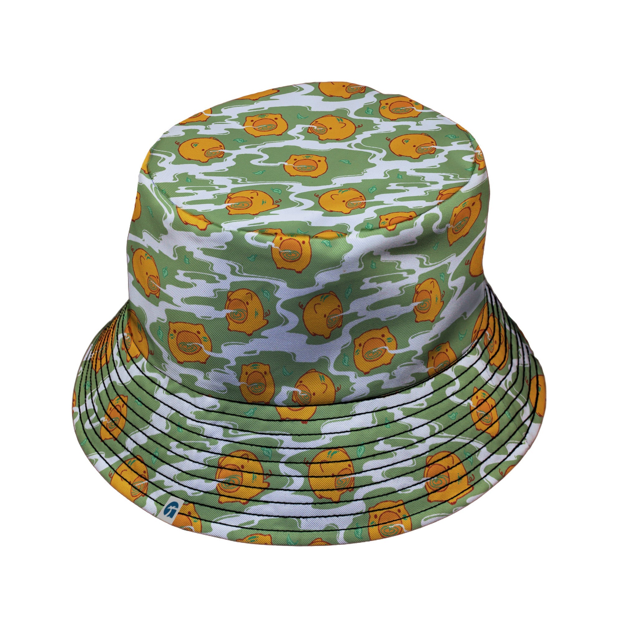 Kawaii Piglets Incense Green Bucket Hat - Anime - Design by Ardi Tong - lx - B