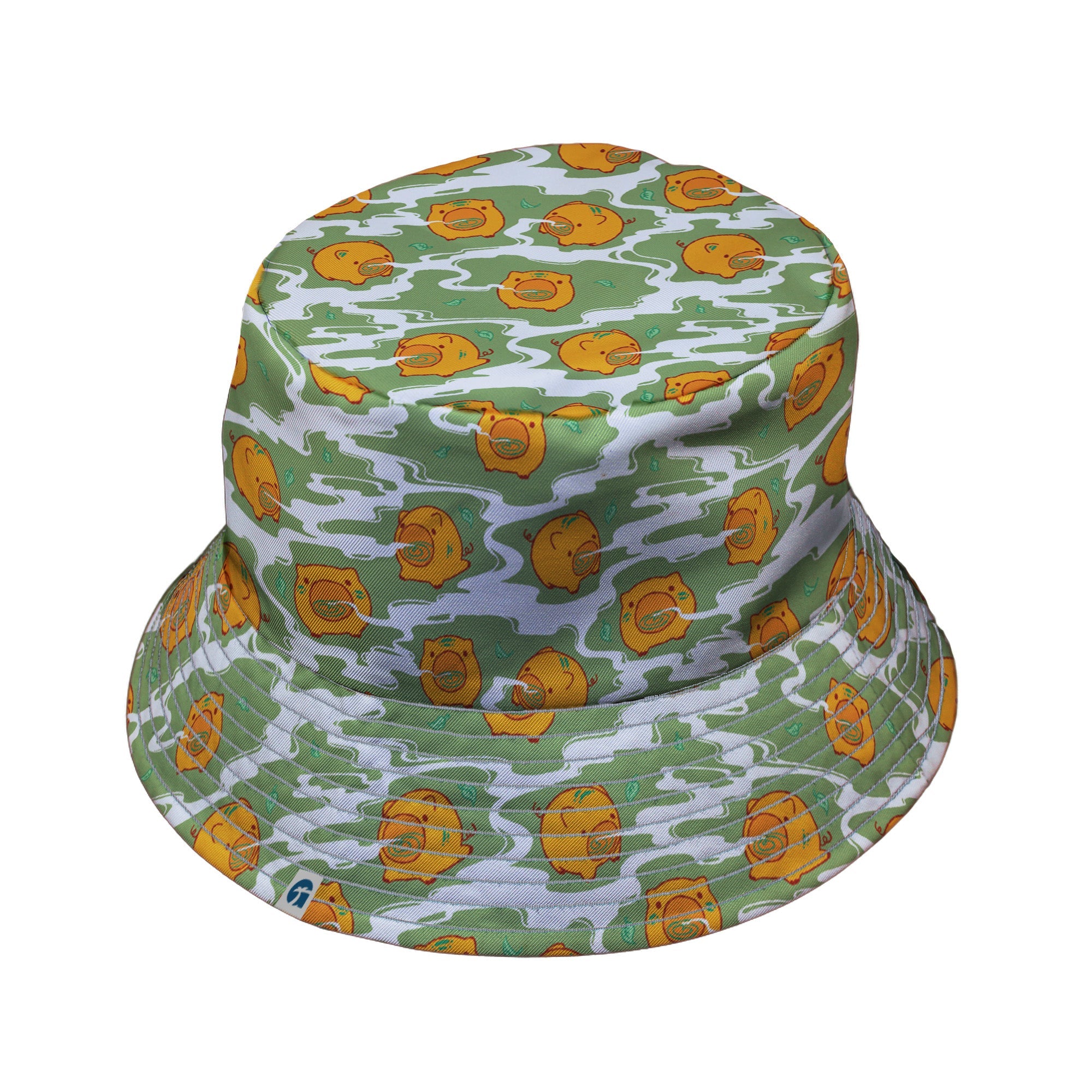 Kawaii Piglets Incense Green Bucket Hat - Anime - Design by Ardi Tong - lx - B